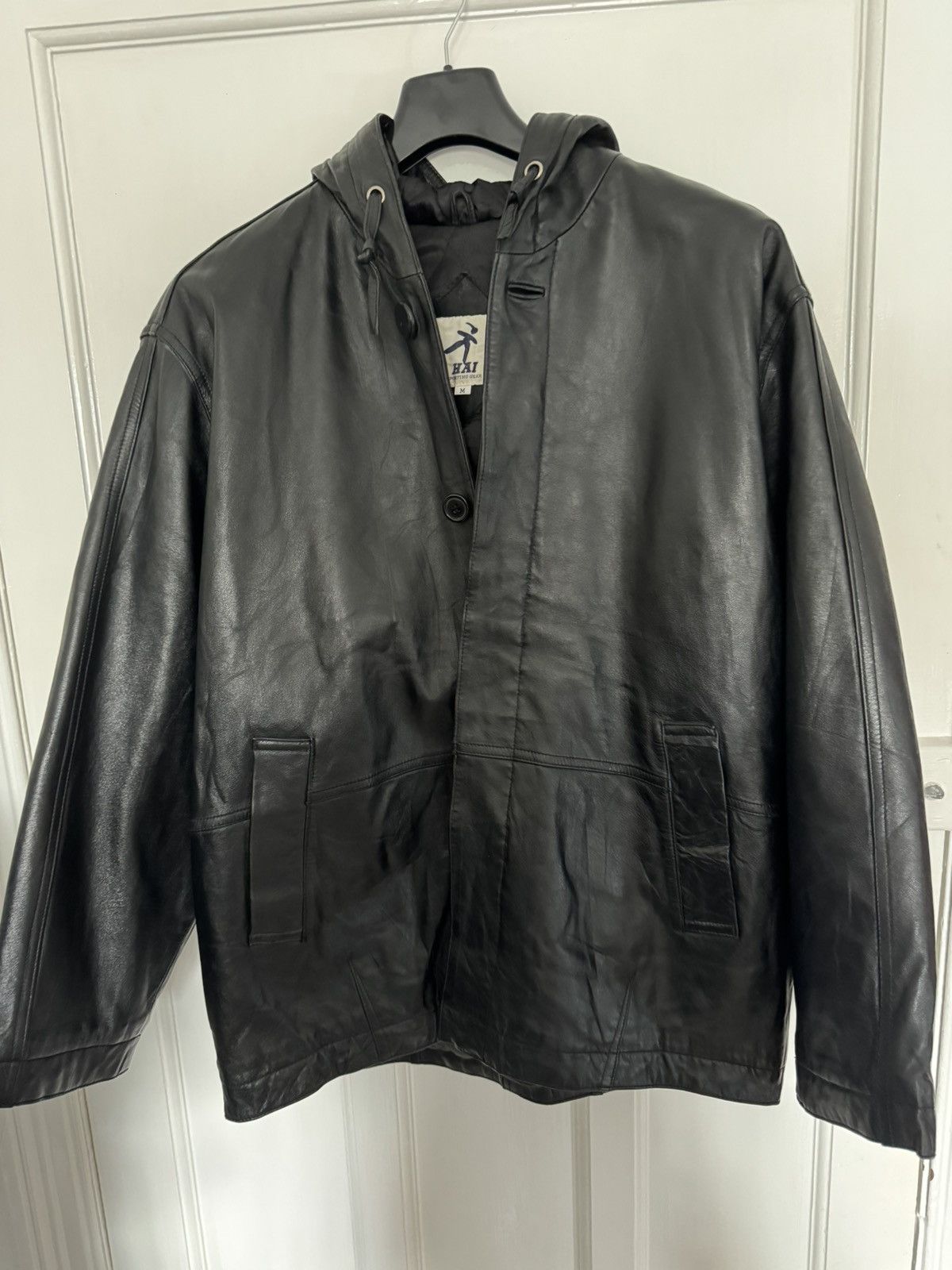 Issey Miyake Hai Sporting Goods Leather Hooded Jacket