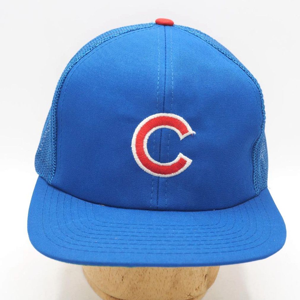 image of Twins Vintage Chicago Cubs Blue Mesh Trucker Adjustable Snapback Hat Cap NWT in White, Men's