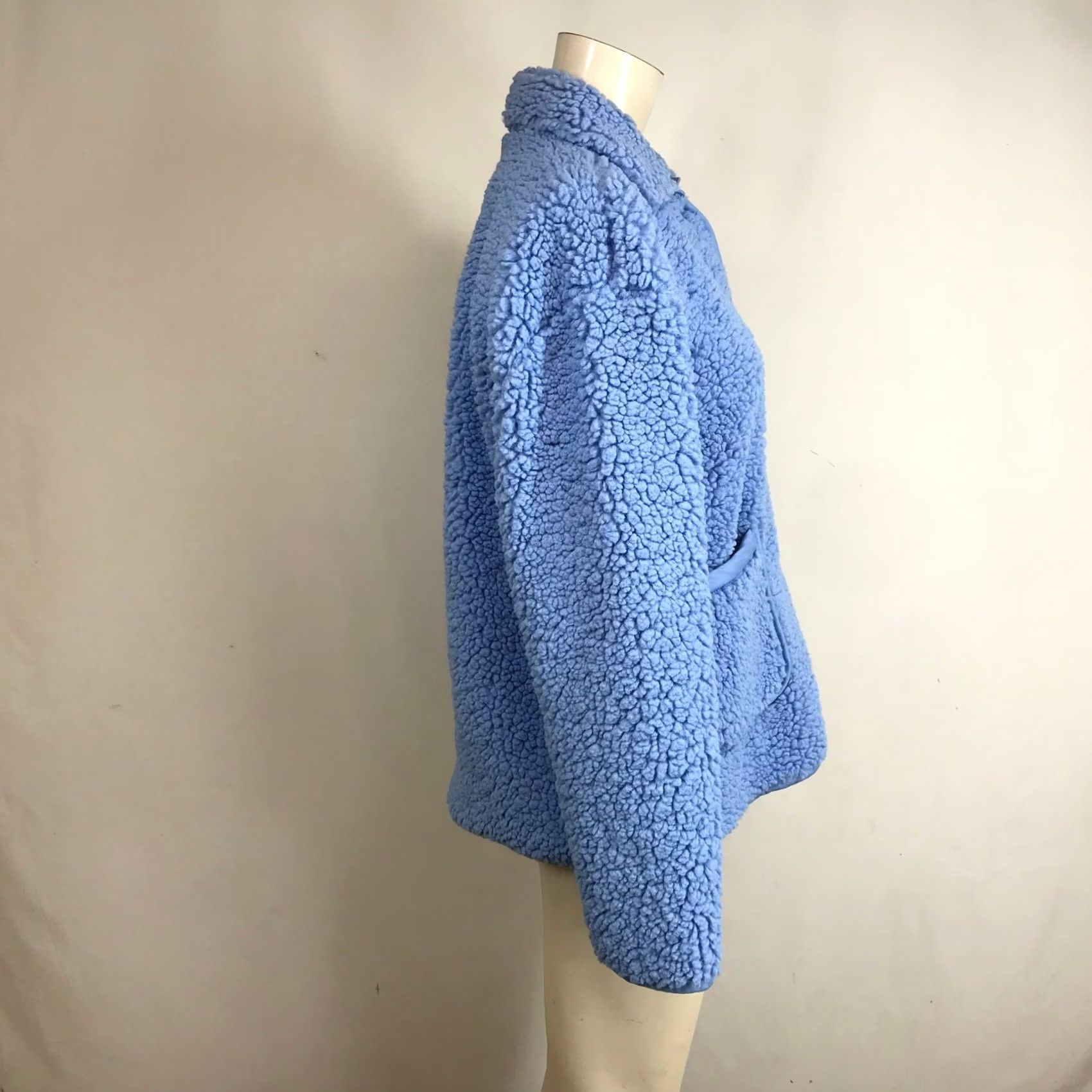 J.Crew J.Crew Womens XS Periwinkle Blue Faux Fur Sherpa Teddy Jacket Coat Button Front Front Patch Pockets Casual Fall Winter Size XS / US 0-2 / IT 36-38 - 4 Thumbnail