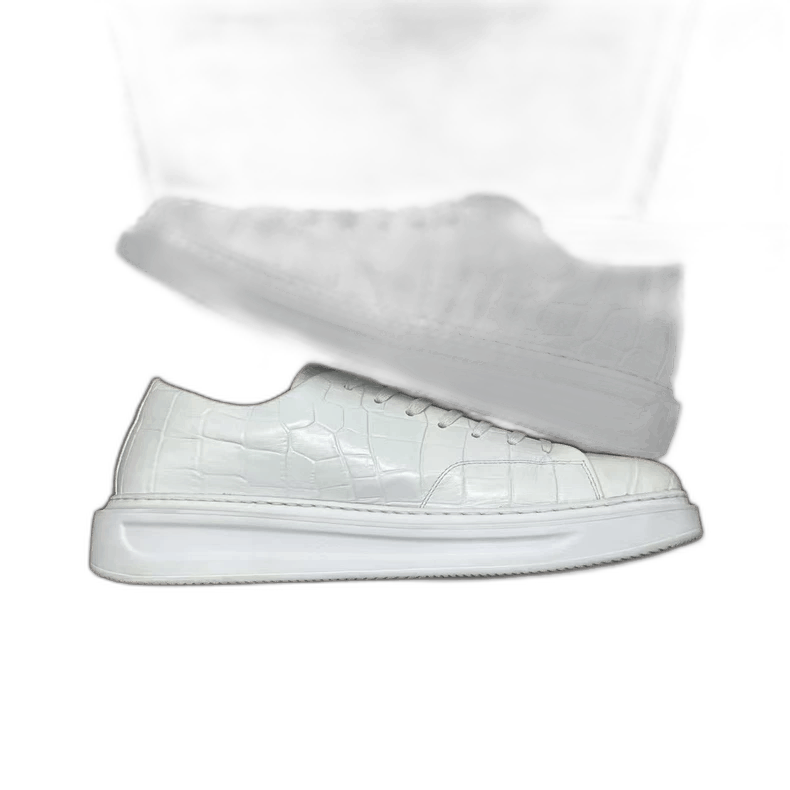 Louis Vuitton LV Crocodile Pattern Casual Sneakers in White Size US 10 / EU 43 - 1 Thumbnail