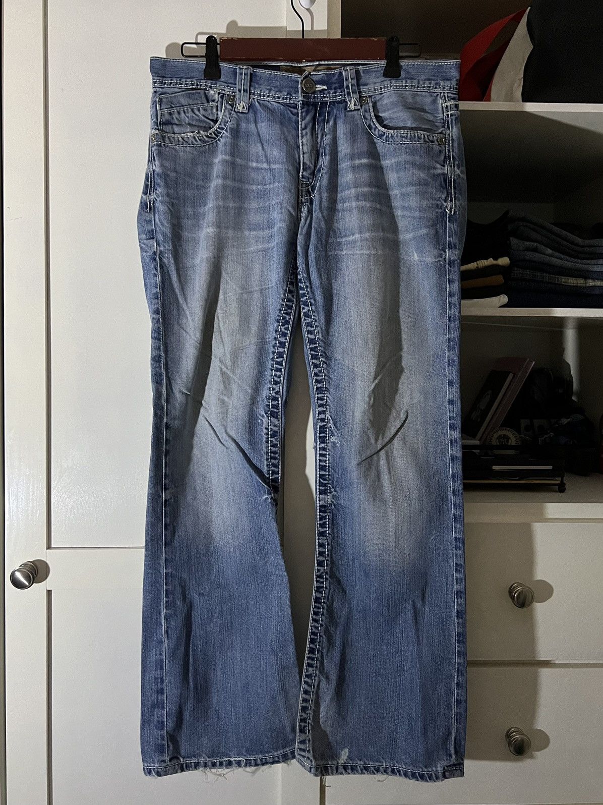 BKE BKE Faded Bootcut Flared Distressed Denim Jeans Size US 31 - 1 Thumbnail