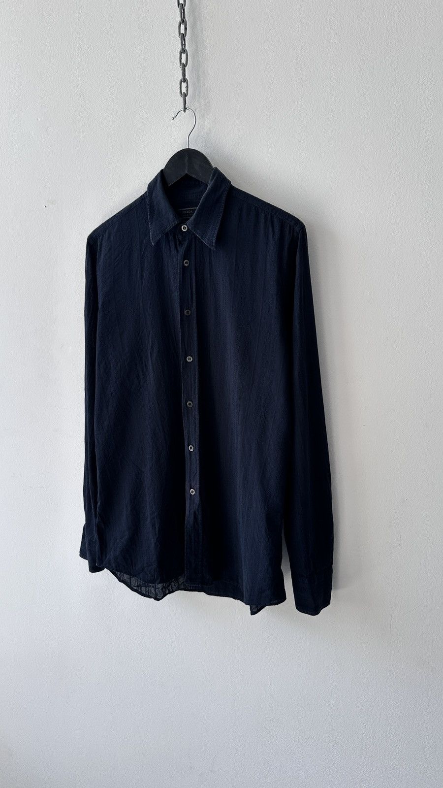 Prada ⁠PRADA Textured Jacquard Cotton Long Sleeve Shirt Size M Size US M / EU 48-50 / 2 - 4 Thumbnail