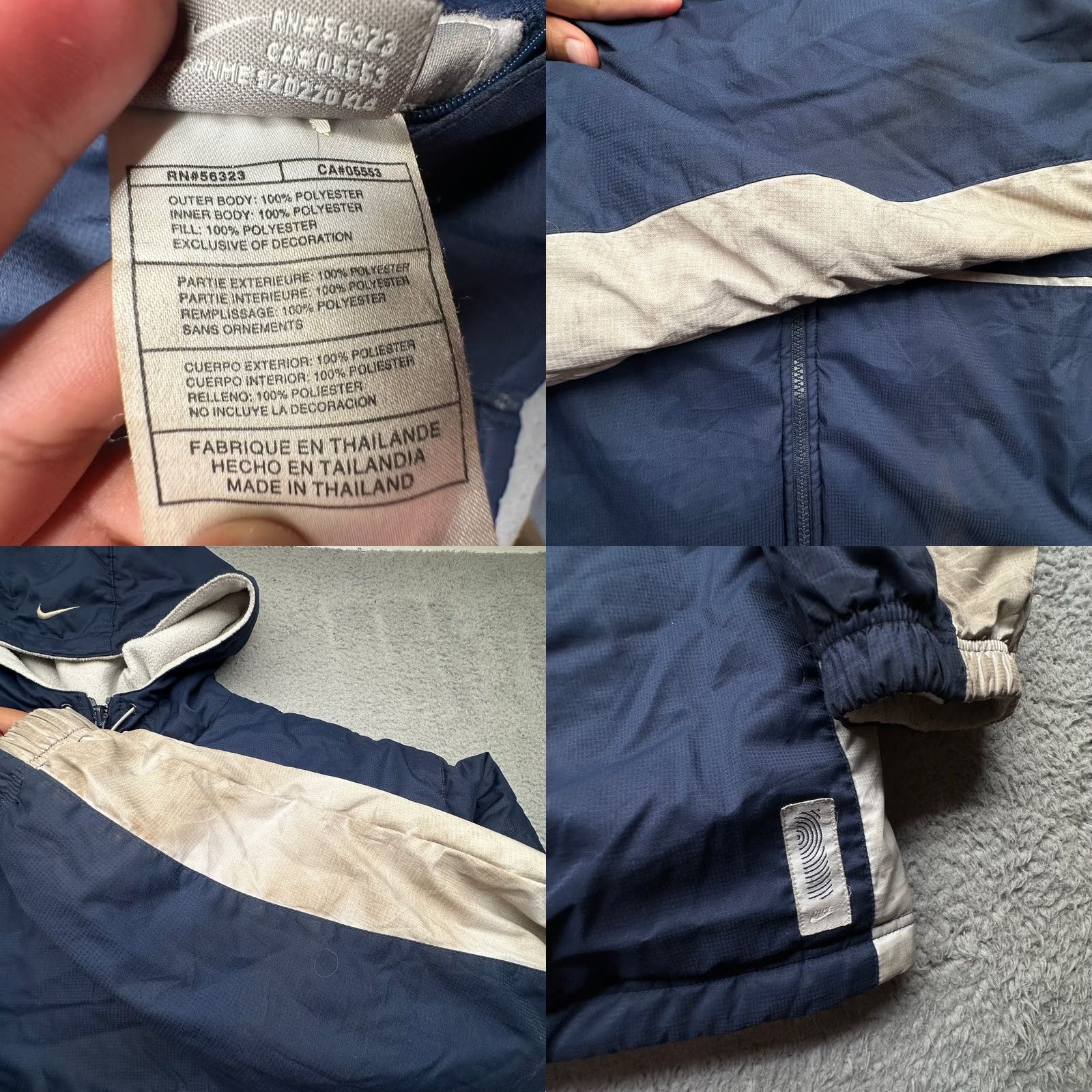 Nike VINTAGE Nike Jacket Mens XL Navy Blue Gray Hooded Reversible Zip Y2K STAINED Size US XL / EU 56 / 4 - 9 Thumbnail