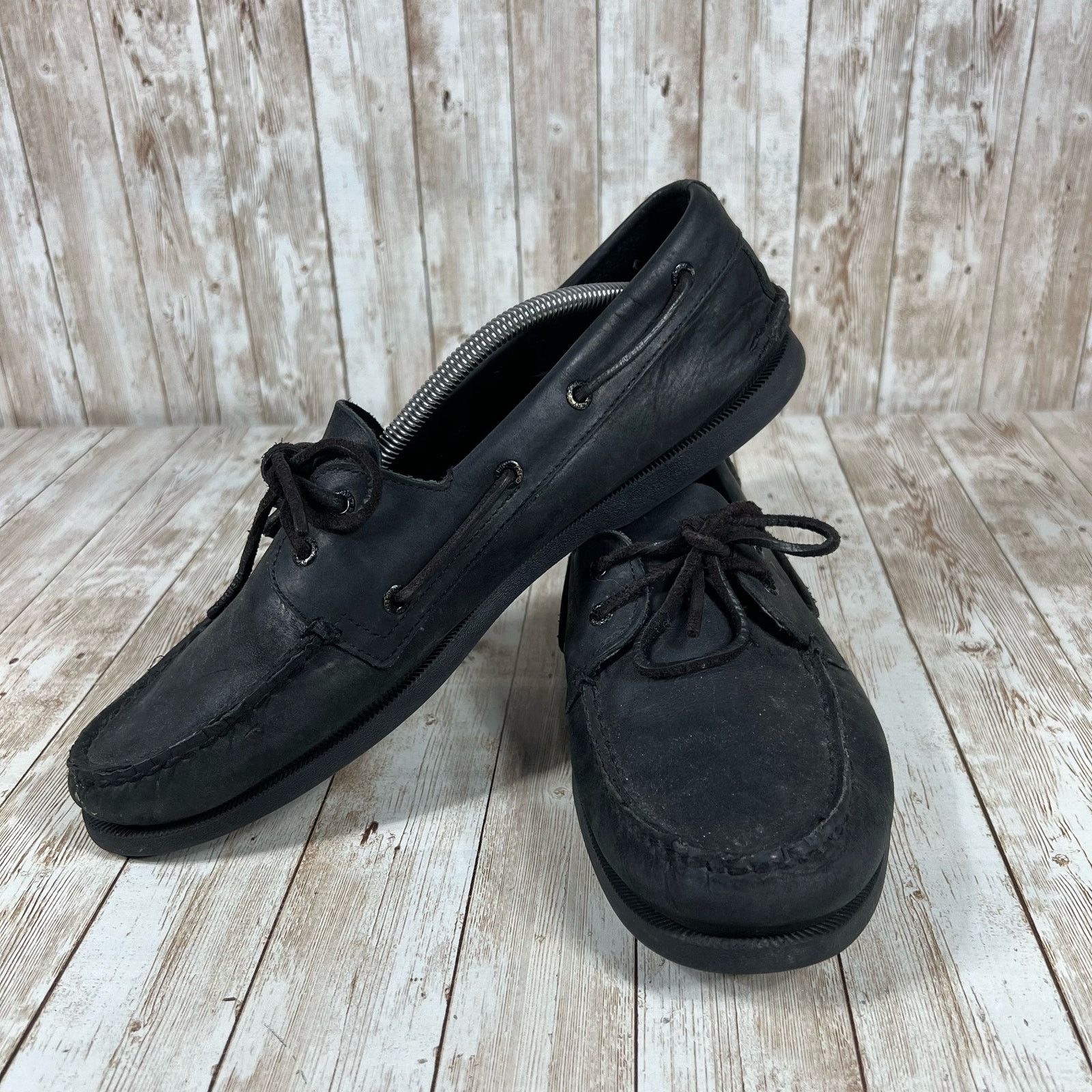 Sperry Sperry top sider boat shoe Mens 13 black leather Size US 13 / EU 46 - 6 Thumbnail