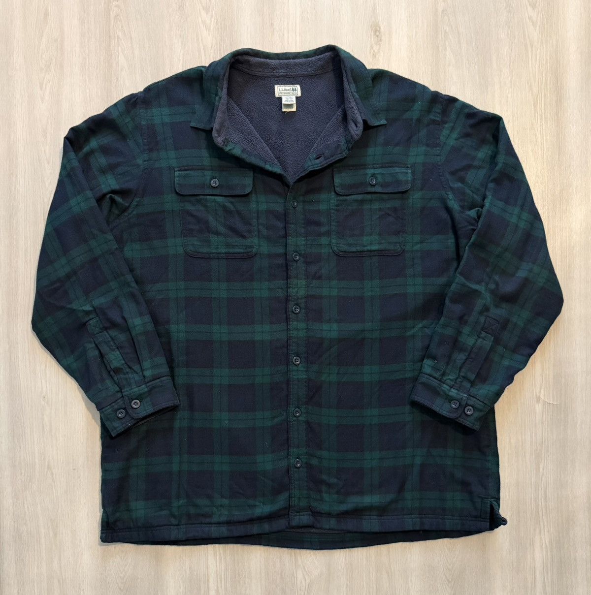 L.L. Bean LL Bean Blue / Green Plaid Flannel Fleece Lined Sz XL Tal Size US XL / EU 56 / 4 - 1 Thumbnail