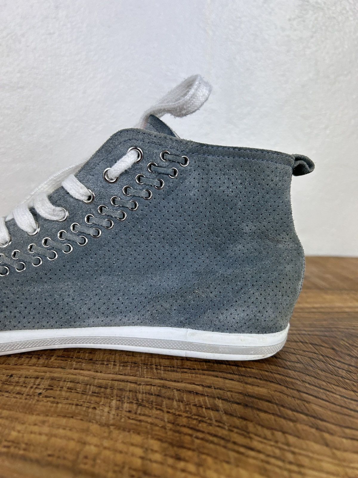 Prada Prada Sport Grey Suede Leather Eyelet Detail High Top 39 Size US 9 / IT 39 - 12 Thumbnail