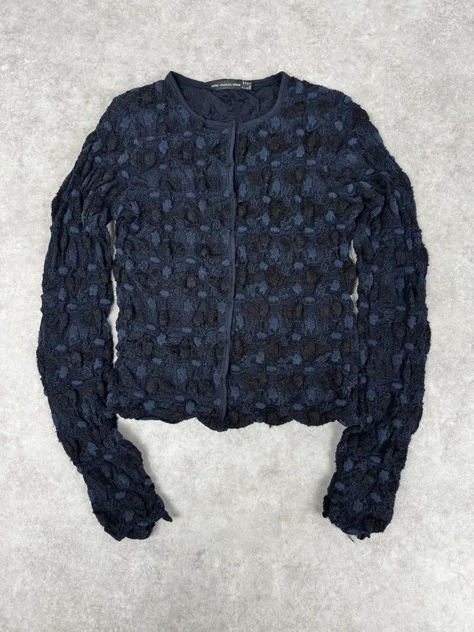Marithe + Francois Girbaud Marithé + François Girbaud Navy Textured Flowers Cardigan Size S / US 4 / IT 40 - 1 Thumbnail