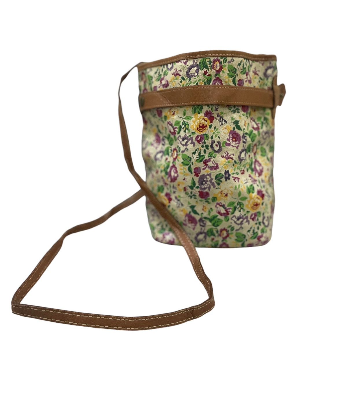 Kenzo × Vintage Vtg 90s KENZO floral bucket drawstring bag leather Size ONE SIZE - 3 Thumbnail