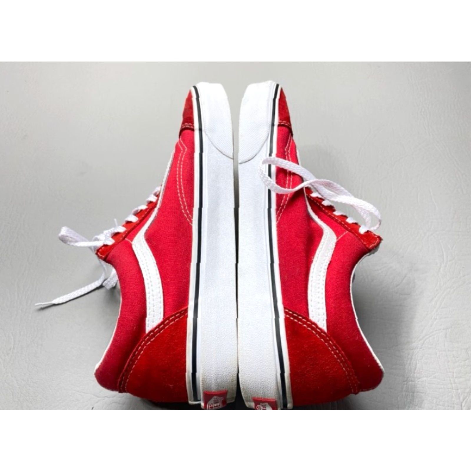 Vans Vans Old Skool Unisex Mens 8.5 Womens 10 Canvas & Suede Sneakers Red White 1436 - Vans Old Skool - Sneaker - Unisex - Men Women - Red White - 8.5 10 Size US 9 / IT 39 - 5 Thumbnail