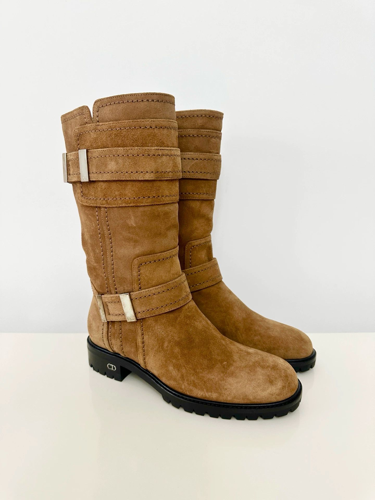 Dior Dior CD suede mid-calf boots women's caramel khaki Size US 6 / IT 36 - 3 Thumbnail