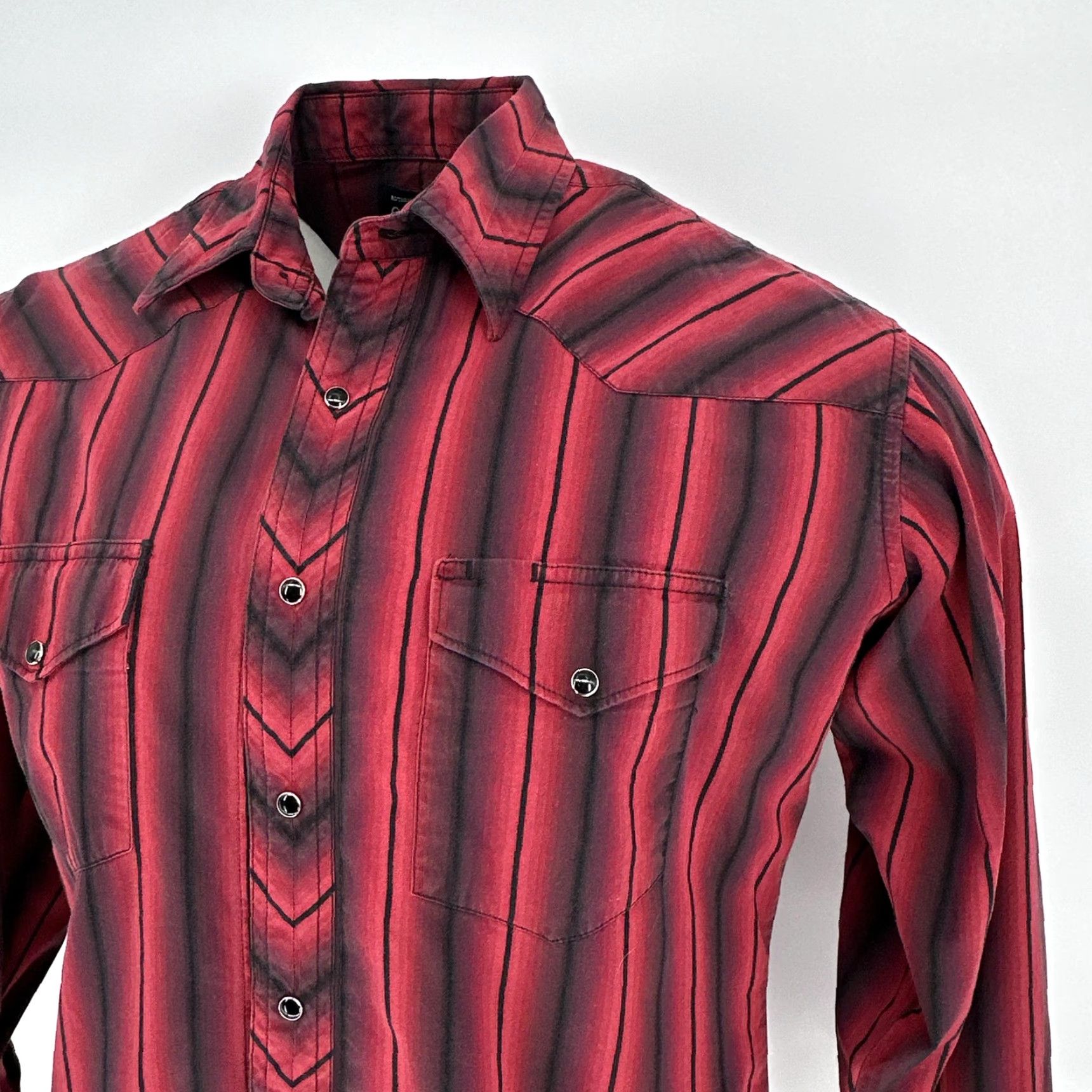 Wrangler VINTAGE Wrangler Shirt Mens M Red Striped Western Pearl Snap Brushpopper Size US M / EU 48-50 / 2 - 2 Thumbnail