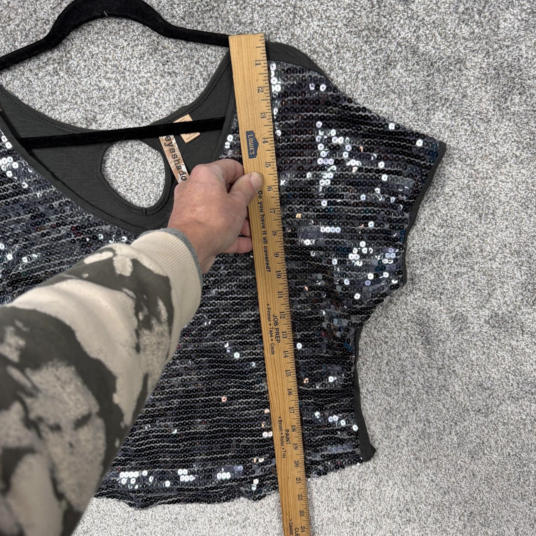 Vintage Eyeshadow Blouse M Gray Sequin Dolman Crop Clubwear Disco Party Y2K Boho Womens Girls Size M / US 6-8 / IT 42-44 - 2 Thumbnail
