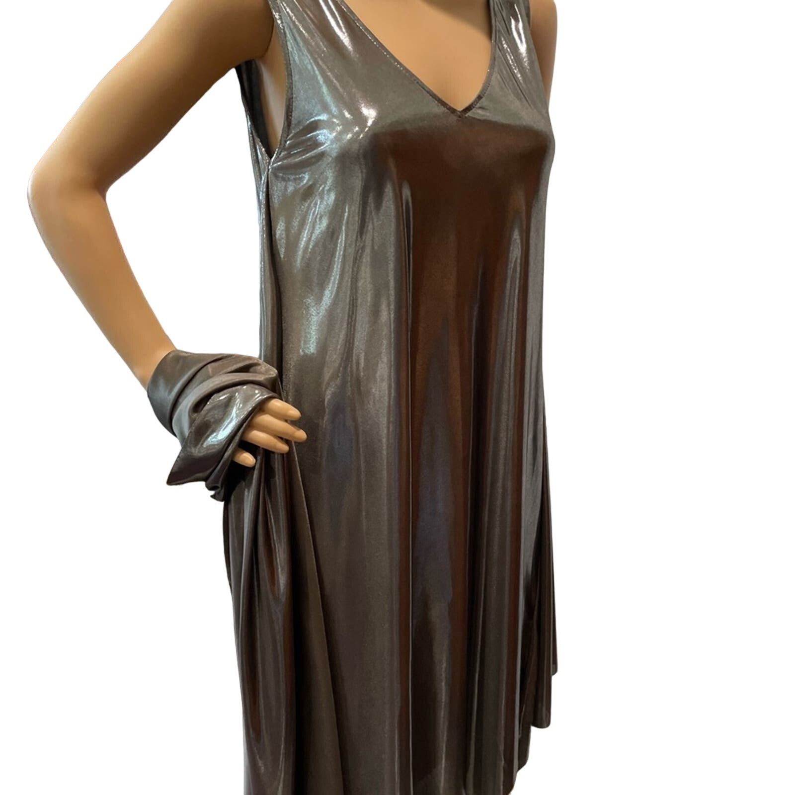 Other Silver lame scarf wrap women’s knee length evening dress Size L / US 10 / IT 46 - 6 Thumbnail