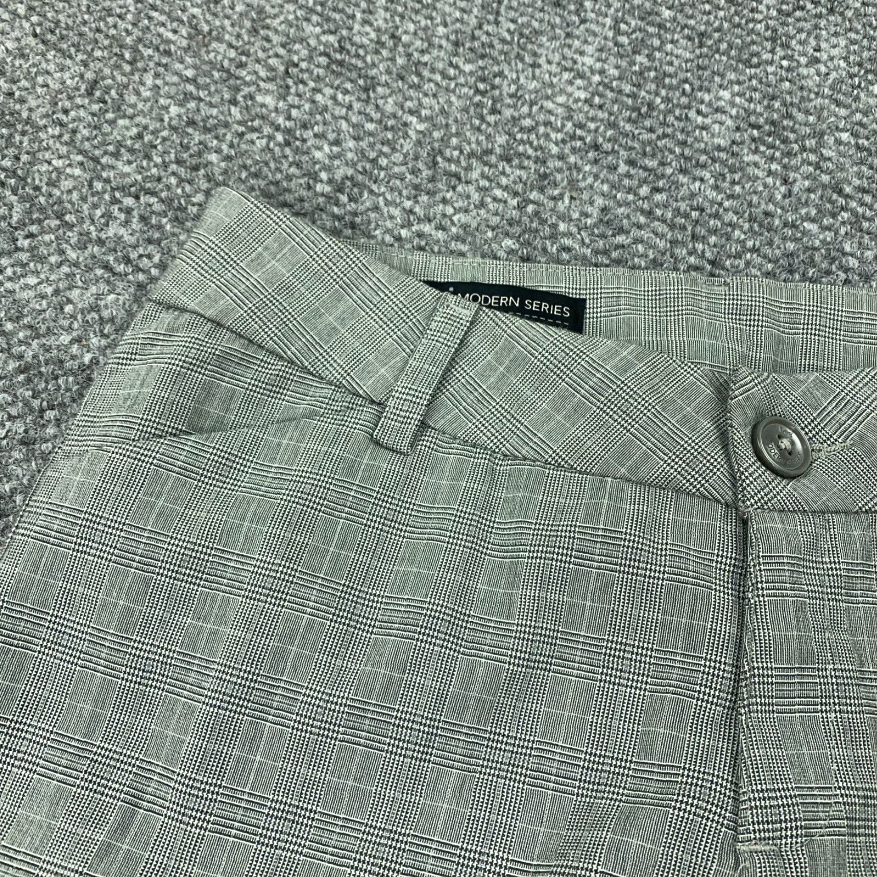 Lee Lee Womens Pants Petite 10P Gray Plaid Straight Leg Front Flat Waistband No Gap Trousers Size 31" - 5 Thumbnail