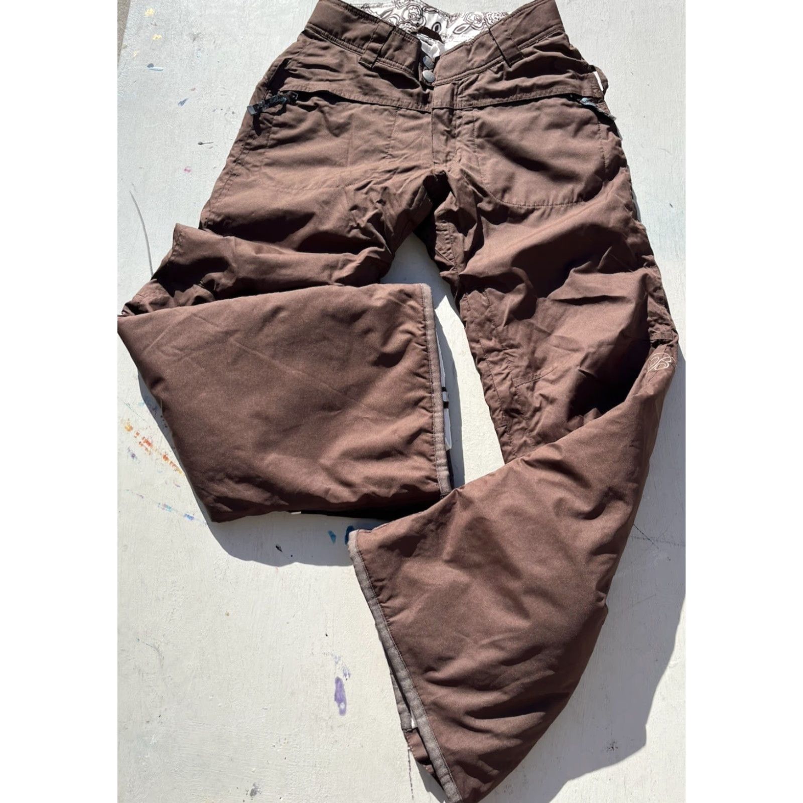 Vintage Betty Rides Women's Pants Ski Brown Solid XS Poly Zip Pockets Size 26" / US 2 / IT 38 - 2 Thumbnail