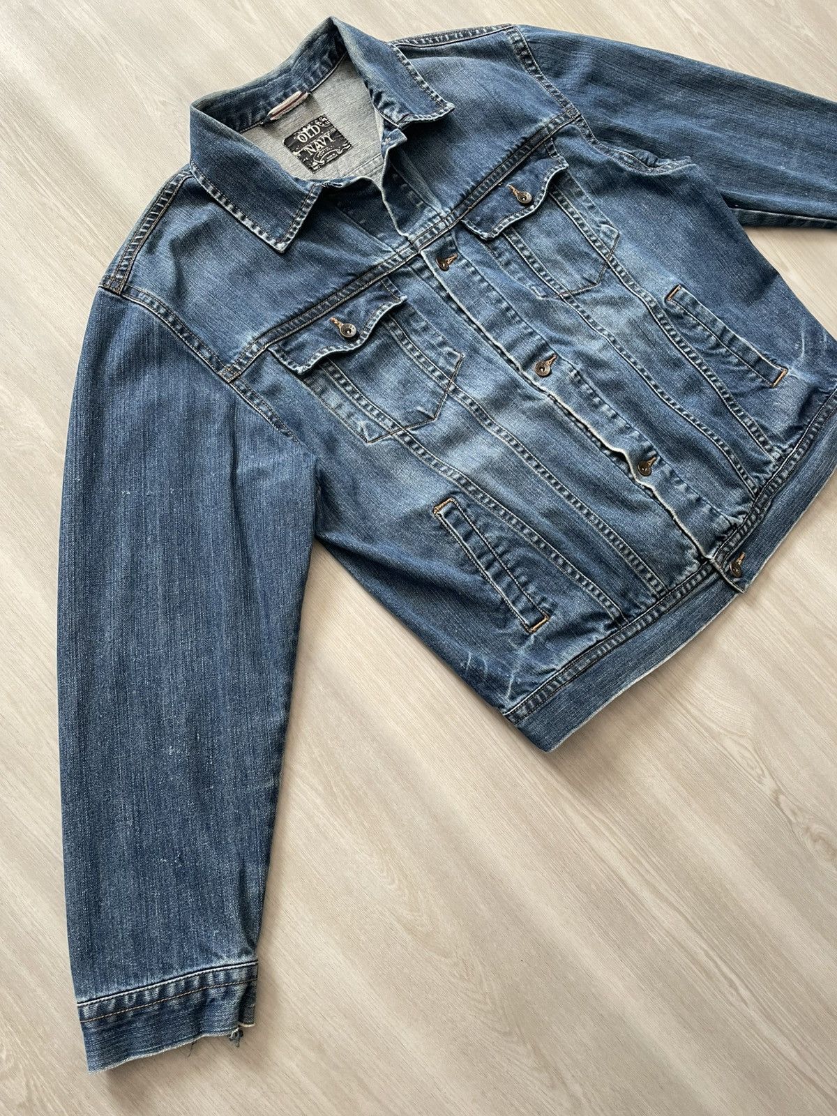 Old Navy VTG Y2K 07 Old Navy Denim Jacket Sz 2XL Trucker Distressed Size US XXL / EU 58 / 5 - 3 Thumbnail