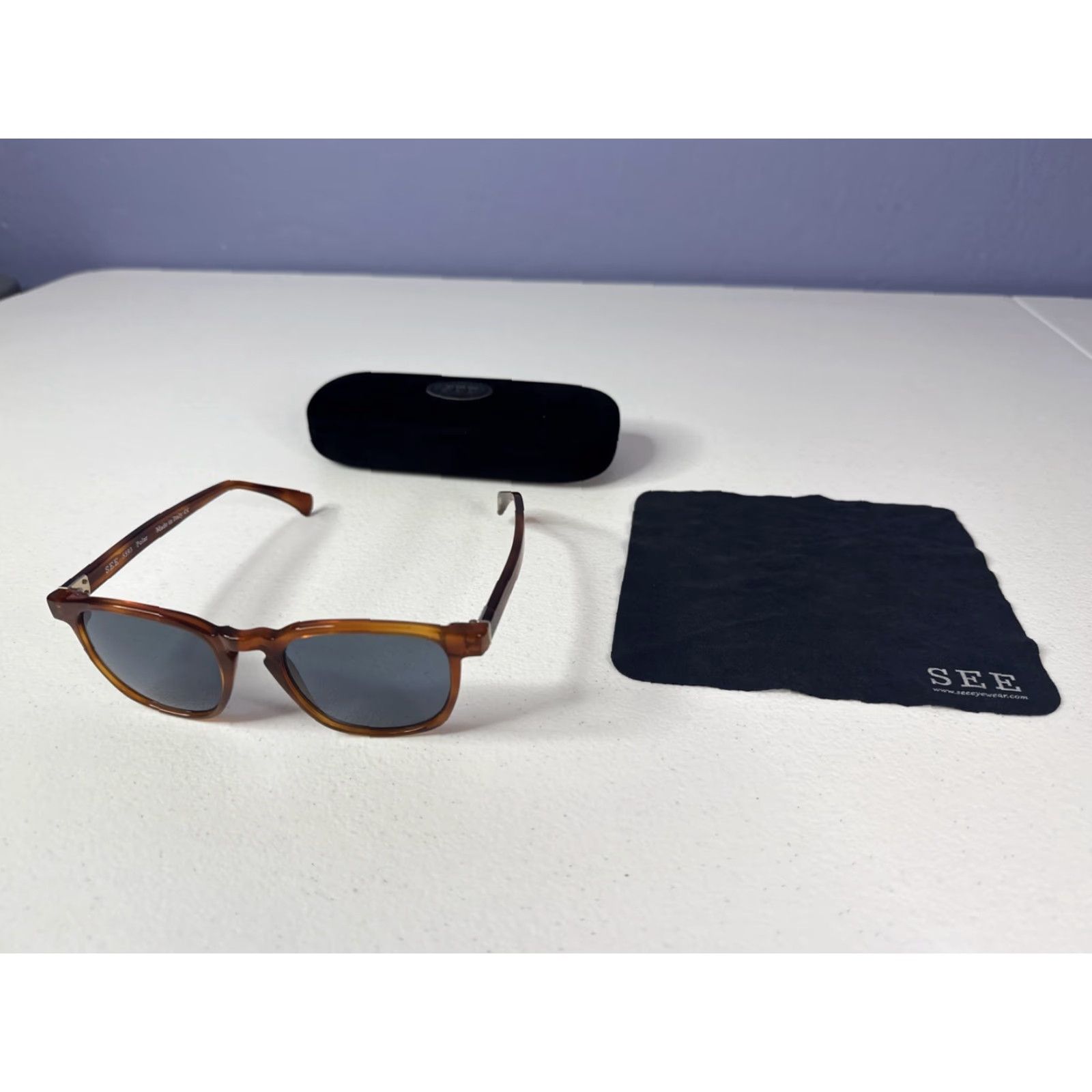 Vintage SEE Made In Italy Sunglasses Unisex Adults Tortise Frame 51 19 145 Polarized Case Cloth W Case Size ONE SIZE - 2 Thumbnail