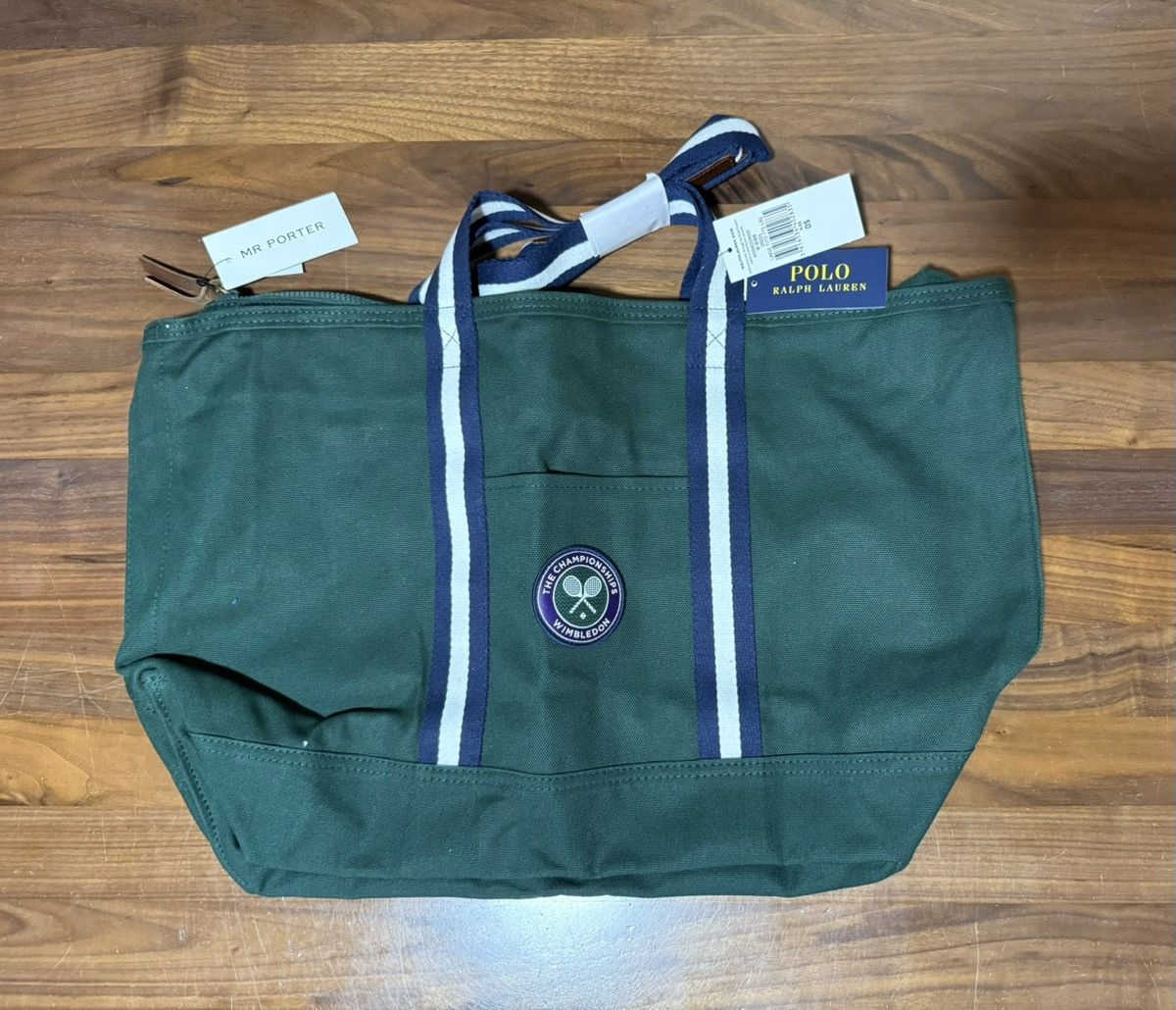 Polo Ralph Lauren Wimbledon Canvas Zip Tote Bag Moss Agate