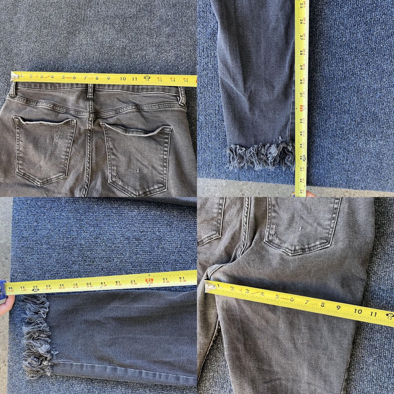 Free People VINTAGE Free People Jeans Womens Skinny 30 Black Distressed Raw Frayed Fringe OB5165135 Size 30" / US 8 / IT 44 - 8 Thumbnail