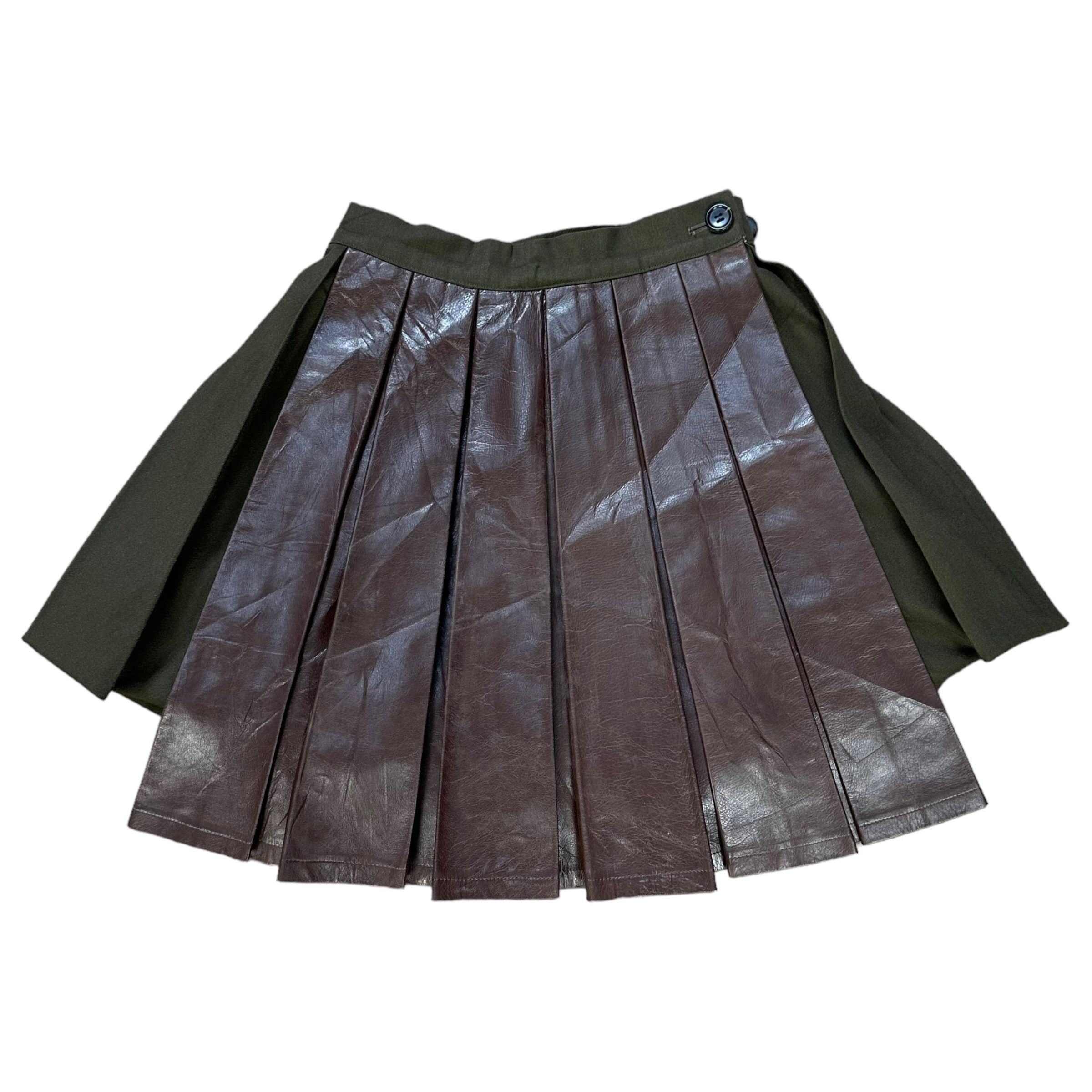 Yohji Yamamoto RARE!! YOHJI YAMAMOTO HYBRID LEATHER SKIRT #8234-213 Size 25" / US 0 / IT 36 - 1 Thumbnail