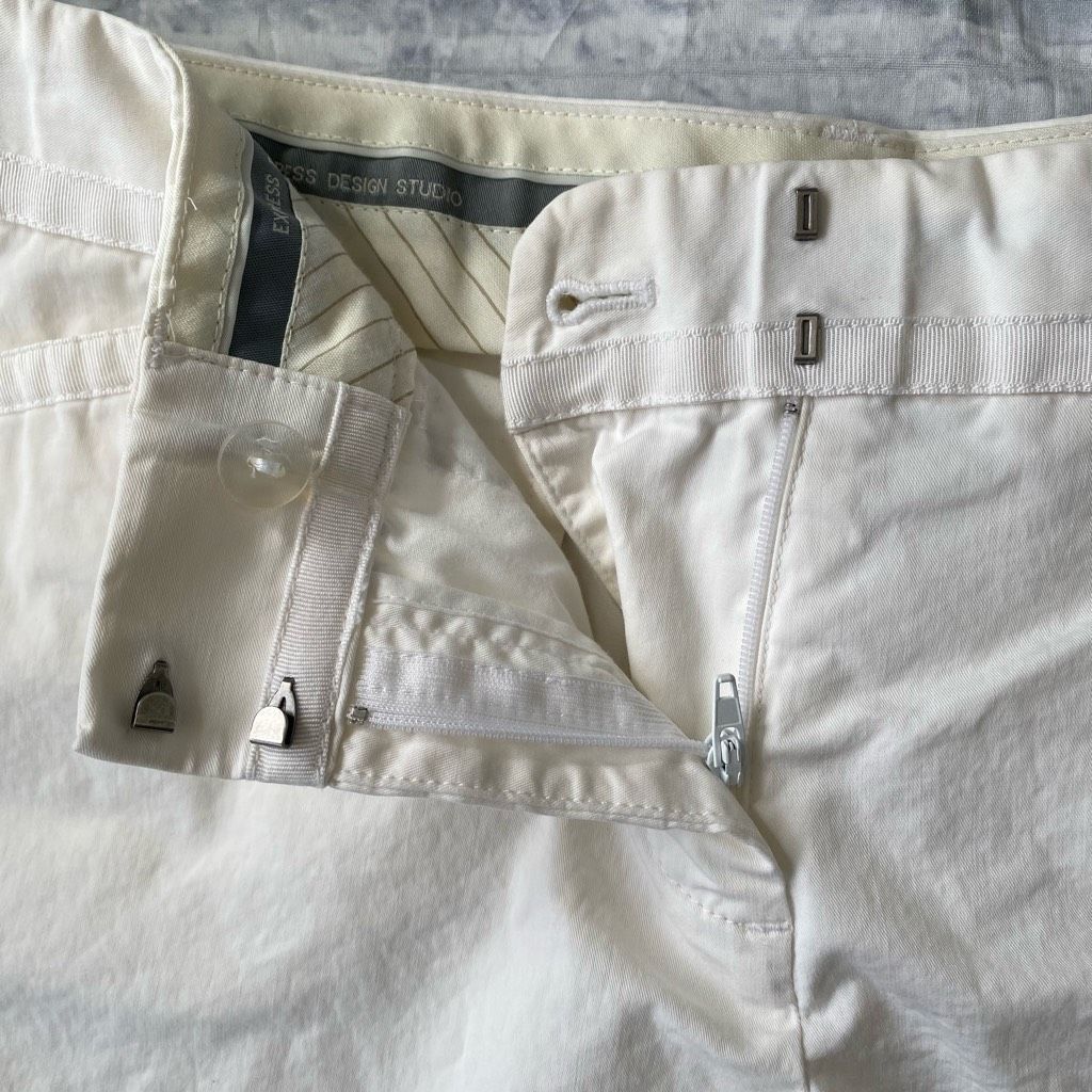 Express Express Design Studio editor women 10 cotton blend white chi Size 32" / US 10 / IT 46 - 2 Thumbnail