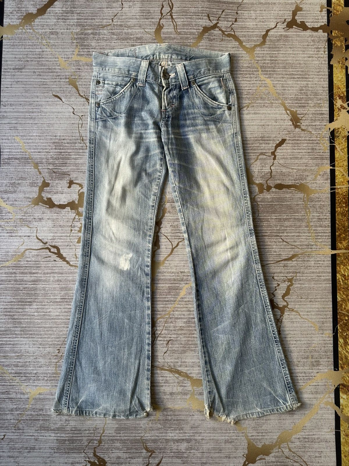 Edwin FLARE Edwin Blue Trip 503 Buckle Back Faded Distressed Denim Size US 28 / EU 44 - 3 Thumbnail