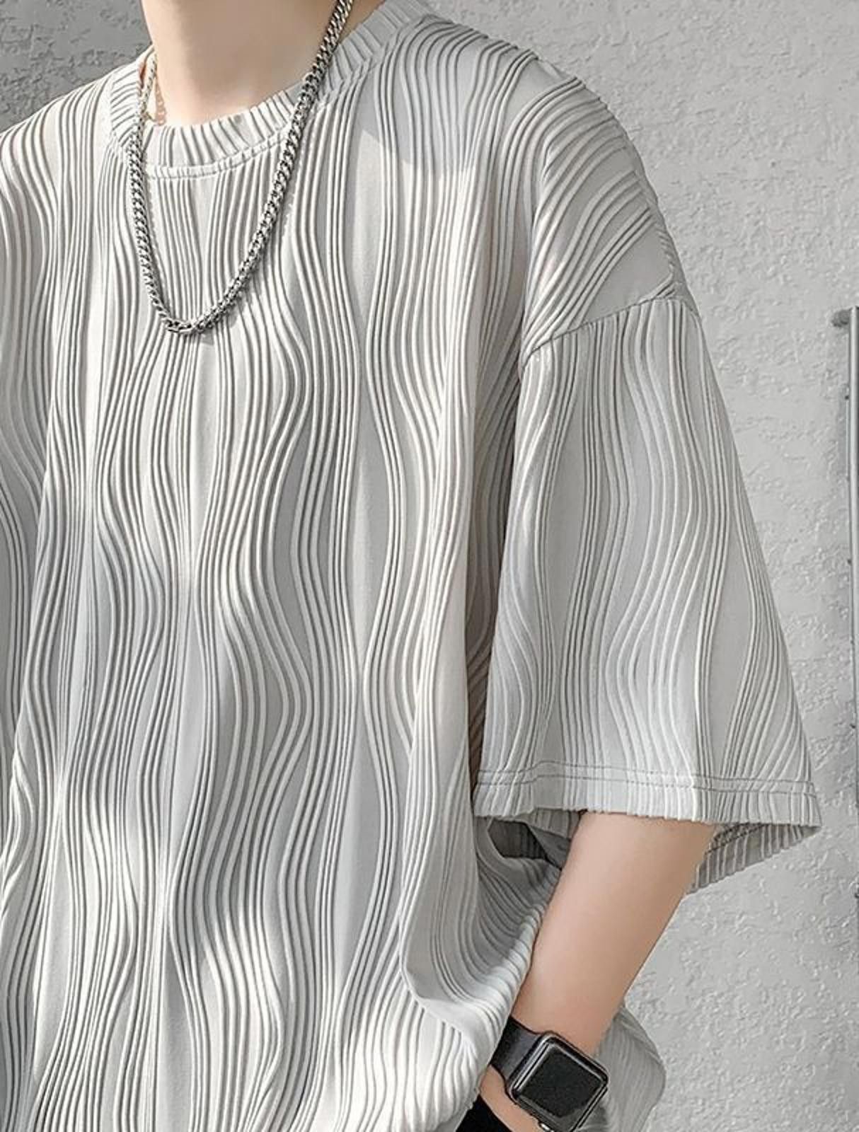 Other Korean White Wave Pleated Oversized Relaxed Tee T-shirt Size US XL / EU 56 / 4 - 5 Thumbnail