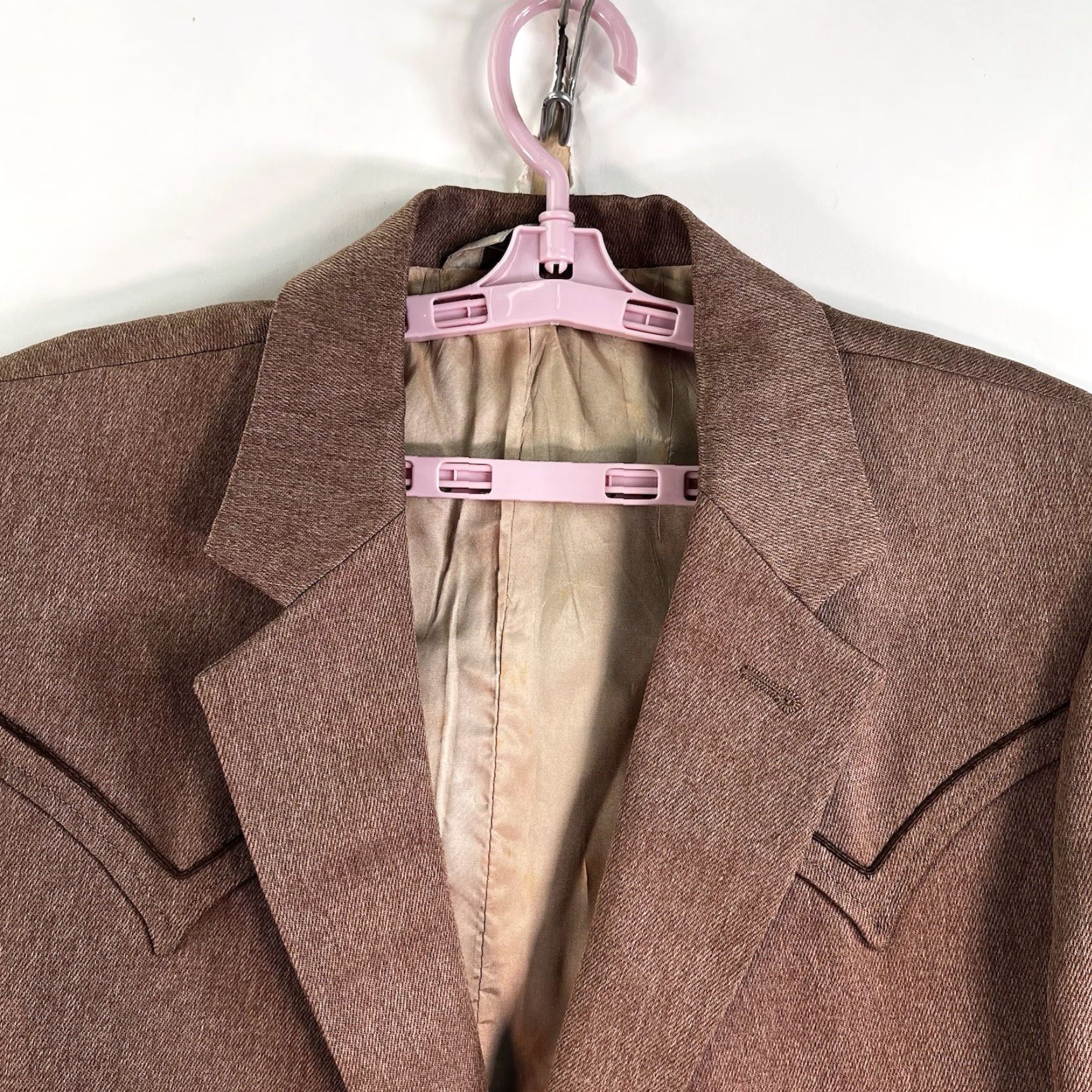 Vintage Vintage Falcone Western Notch Piped Blazer Mens Size 46 Brown Size 46R - 3 Thumbnail