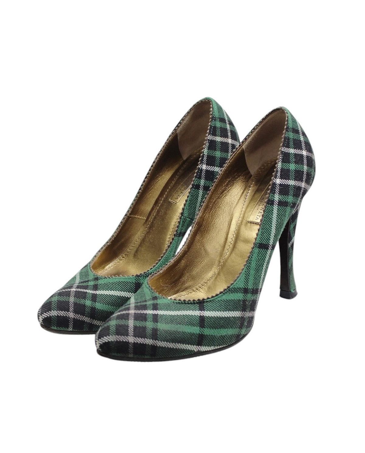 Bottega Veneta BOTTEGA VENETA GREEN PLAID CANVAS PUMP Size US 5.5 / IT 35.5 - 3 Thumbnail