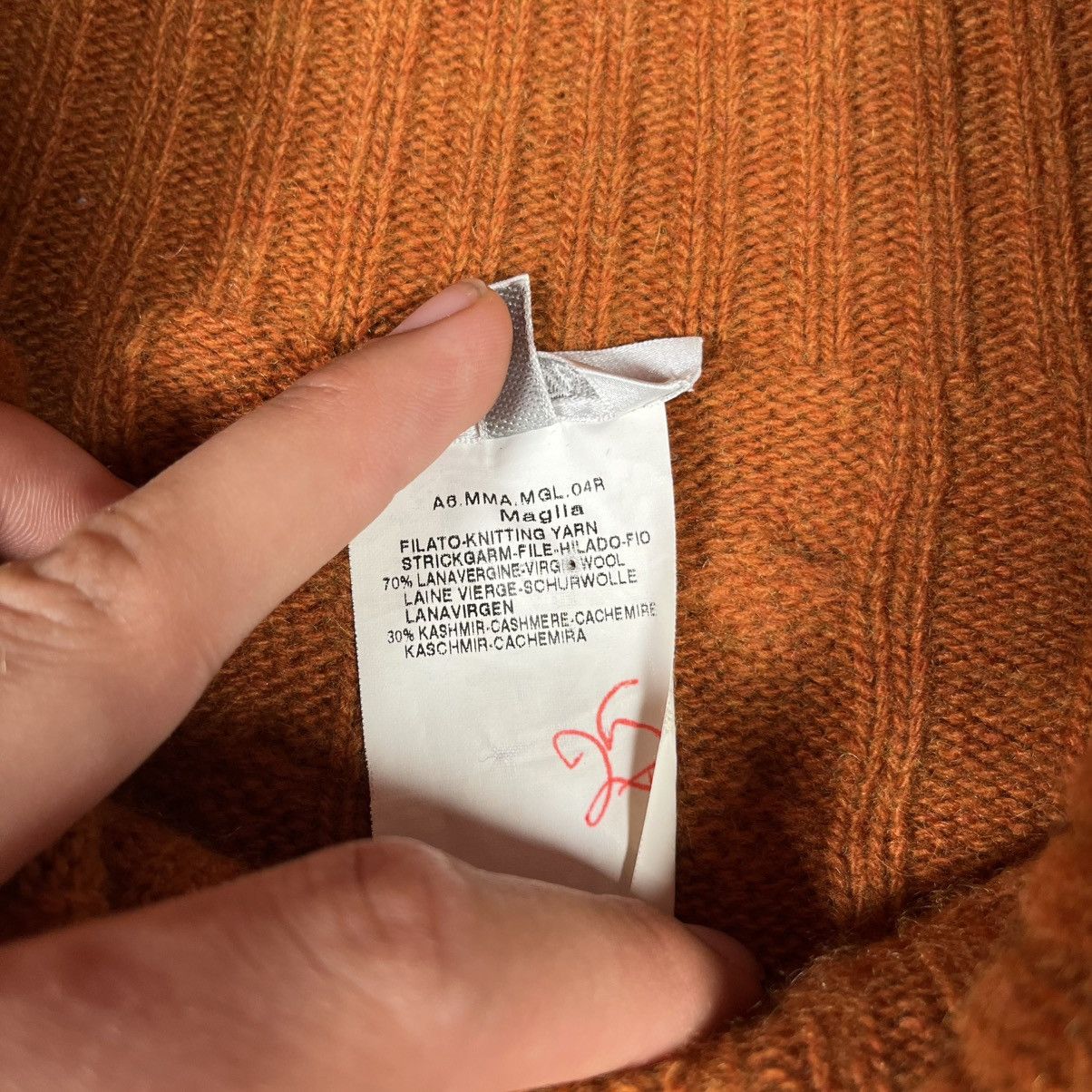 Max Mara Max Mara Orange Wool Cashmere Ribbed Turtleneck Knit Sweater Size S / US 4 / IT 40 - 7 Thumbnail