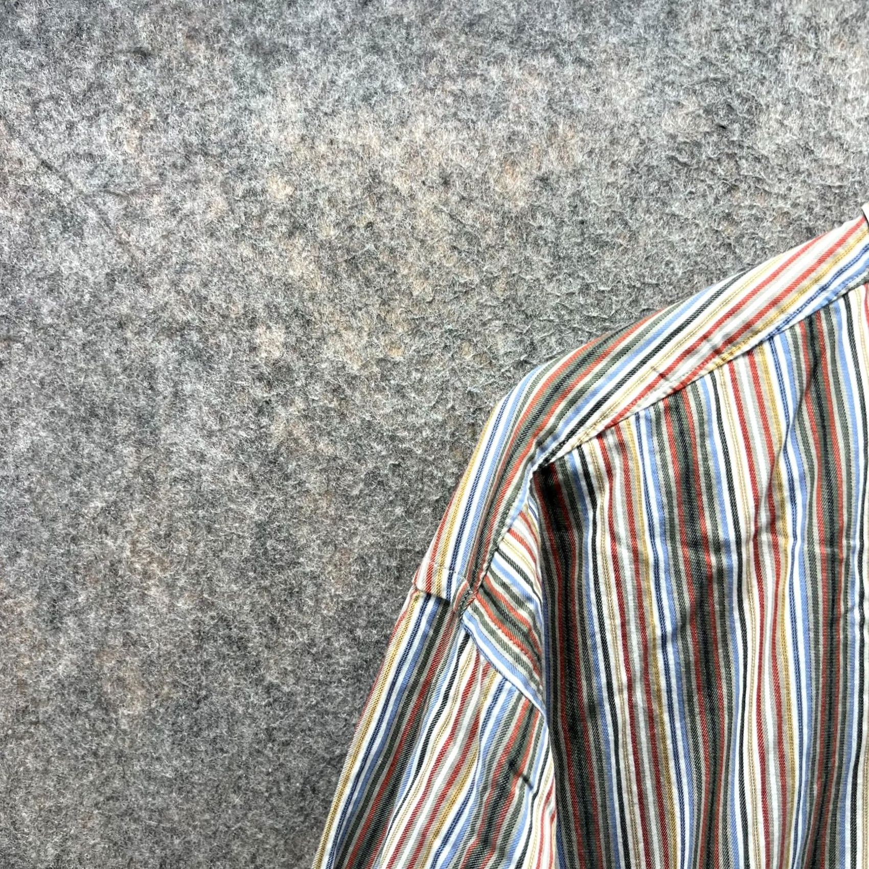 Vintage VINTAGE Alan Flusser Dress Shirt Mens XL Green Blue Striped Button-Up Preppy Casual Formal Workwear Size 46R - 4 Thumbnail