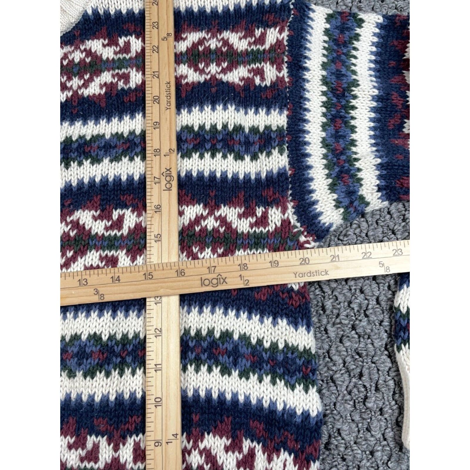 Vintage VINTAGE 90s Chunky Knit Geometric Pattern Sweater Adult Medium Beige Heavyweight Casual Mens Size US M / EU 48-50 / 2 - 6 Thumbnail