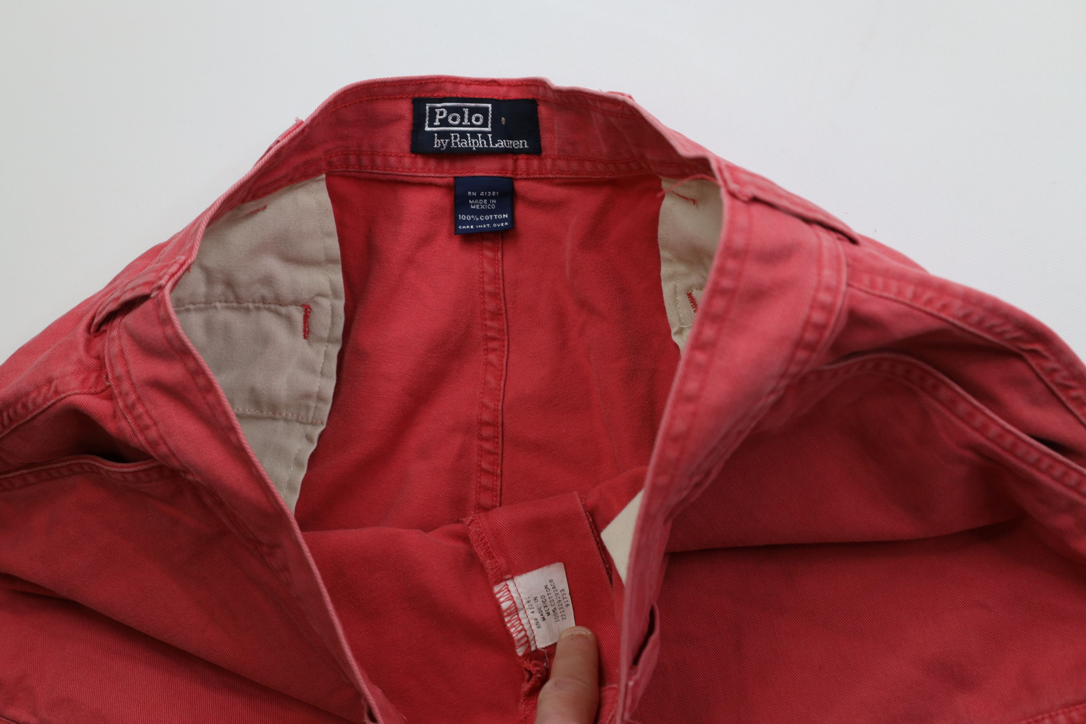 Ralph Lauren Vintage 90s Ralph Lauren Cargo Shorts Red Cotton Chinos Size US 34 / EU 50 - 8 Thumbnail
