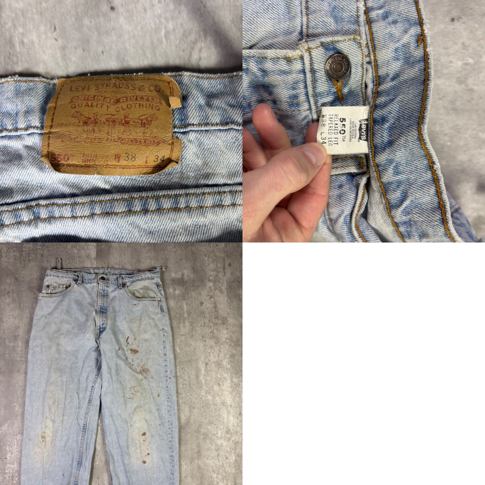 Levi's VINTAGE Levi's 550 Jeans Mens 34x34 Distressed 90s Light Wash Denim 5-Pocket Relaxed Mid Rise INSEAM 34 Shirt? Size US 34 / EU 50 - 8 Thumbnail