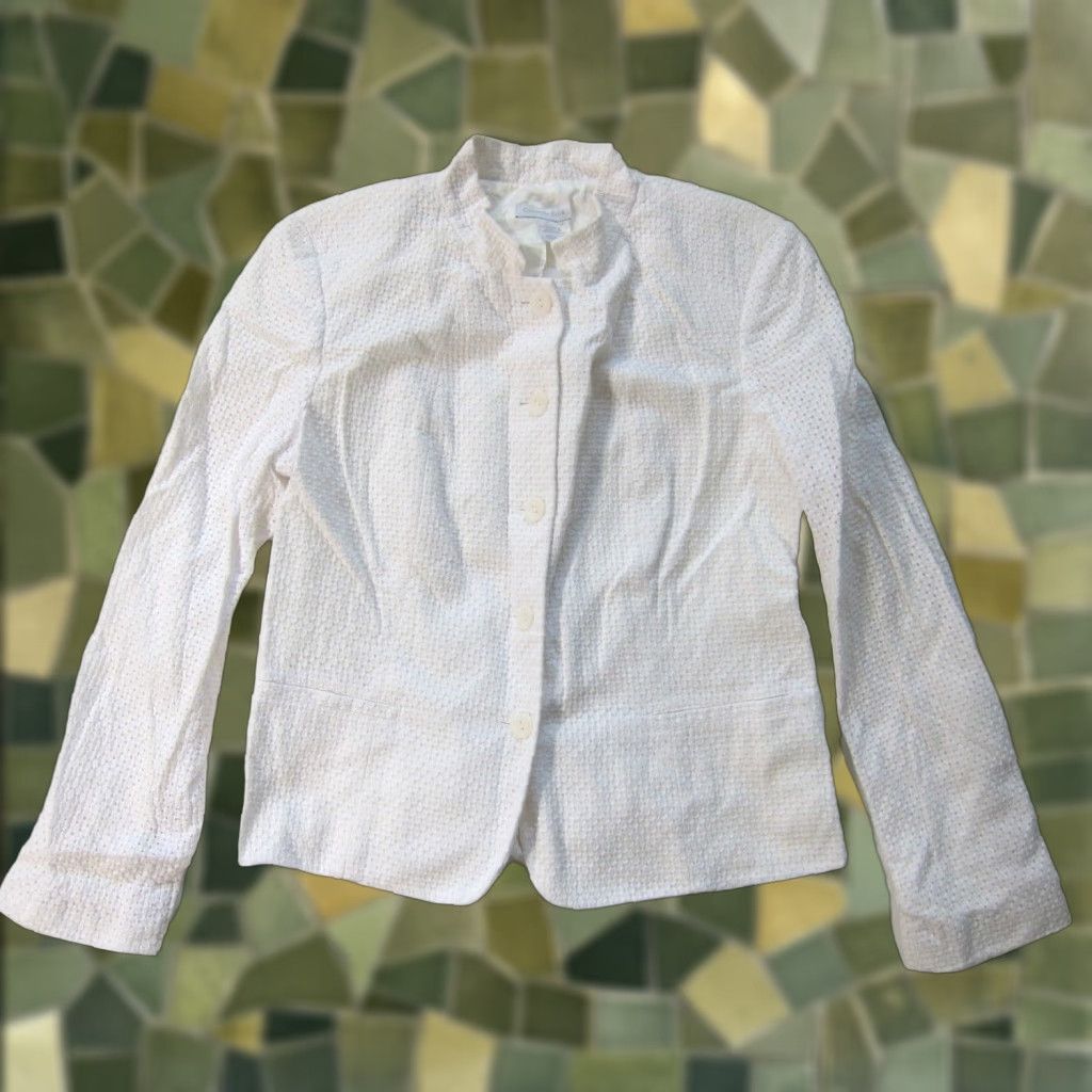 Charter Club Charter Club Blazer Women 8 White 2 Pocket 5 Button 100% Cotton Embroidered Shirt Jacket Size M / US 6-8 / IT 42-44 - 1 Thumbnail
