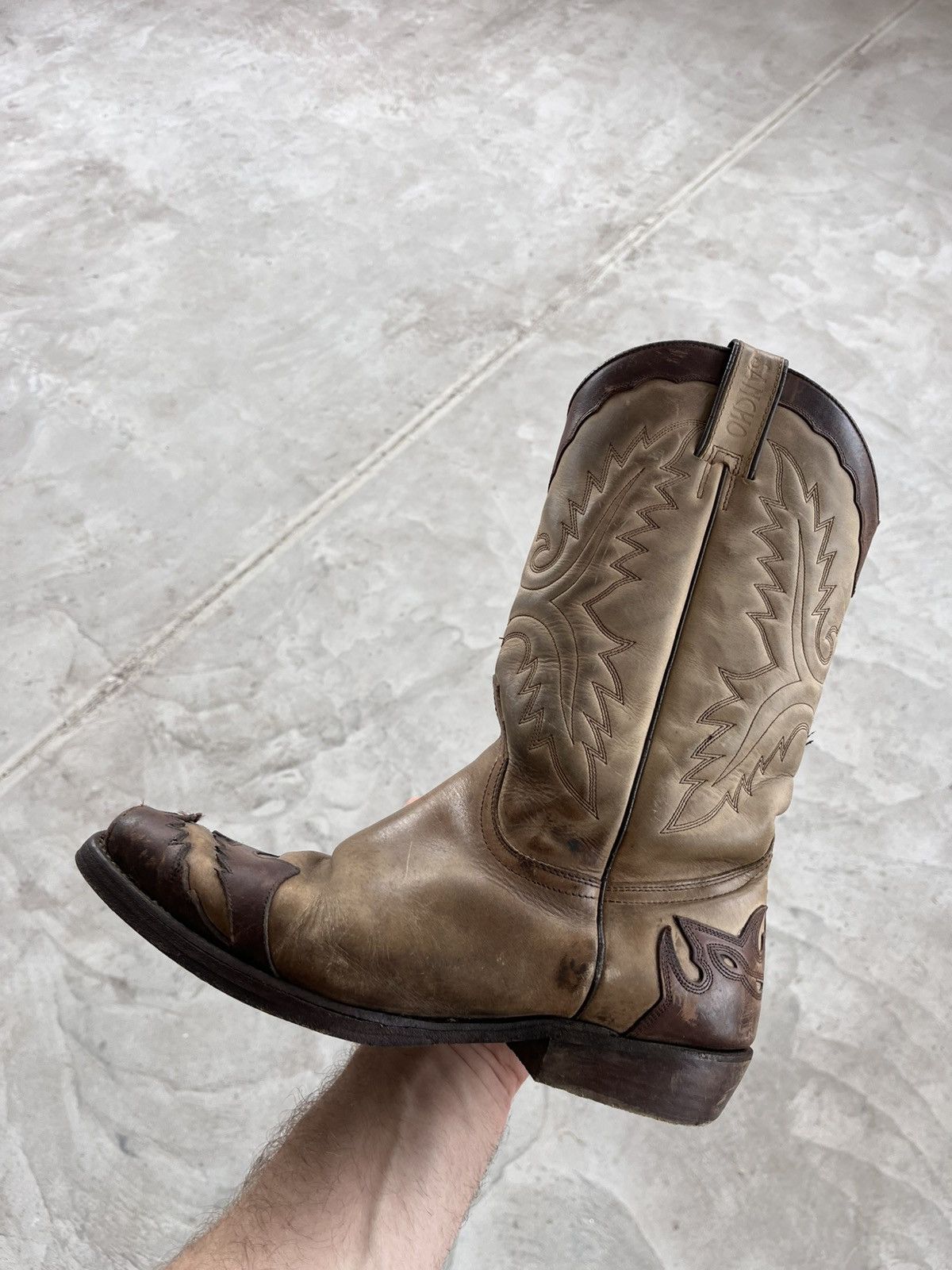 Cowboy Equipment Vintage Sancho Leather Western Cowboy Boots Rare AvantGarde Size US 8 / EU 41 - 1 Thumbnail