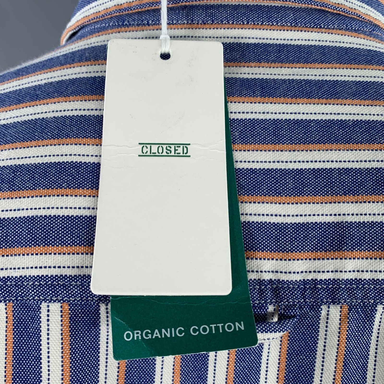 CLOSED Blue White Orange Stripe Cotton Two Pockets Shirt Size US XL / EU 56 / 4 - 5 Thumbnail