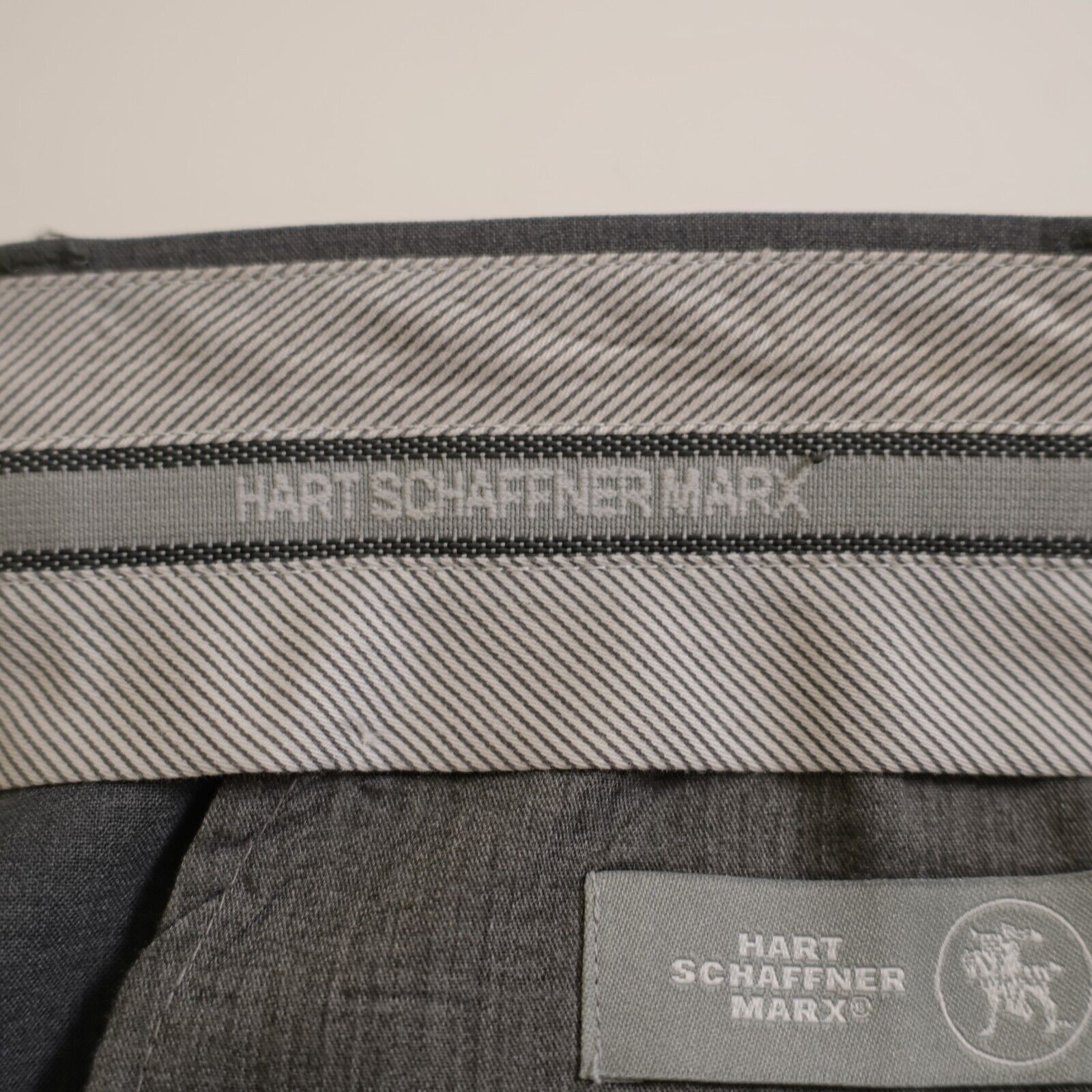 Hart Schaffner Marx Hart Schaffner Marx Wool Spandex Gray Flat Front Mid Rise Dr Size 38R - 6 Thumbnail