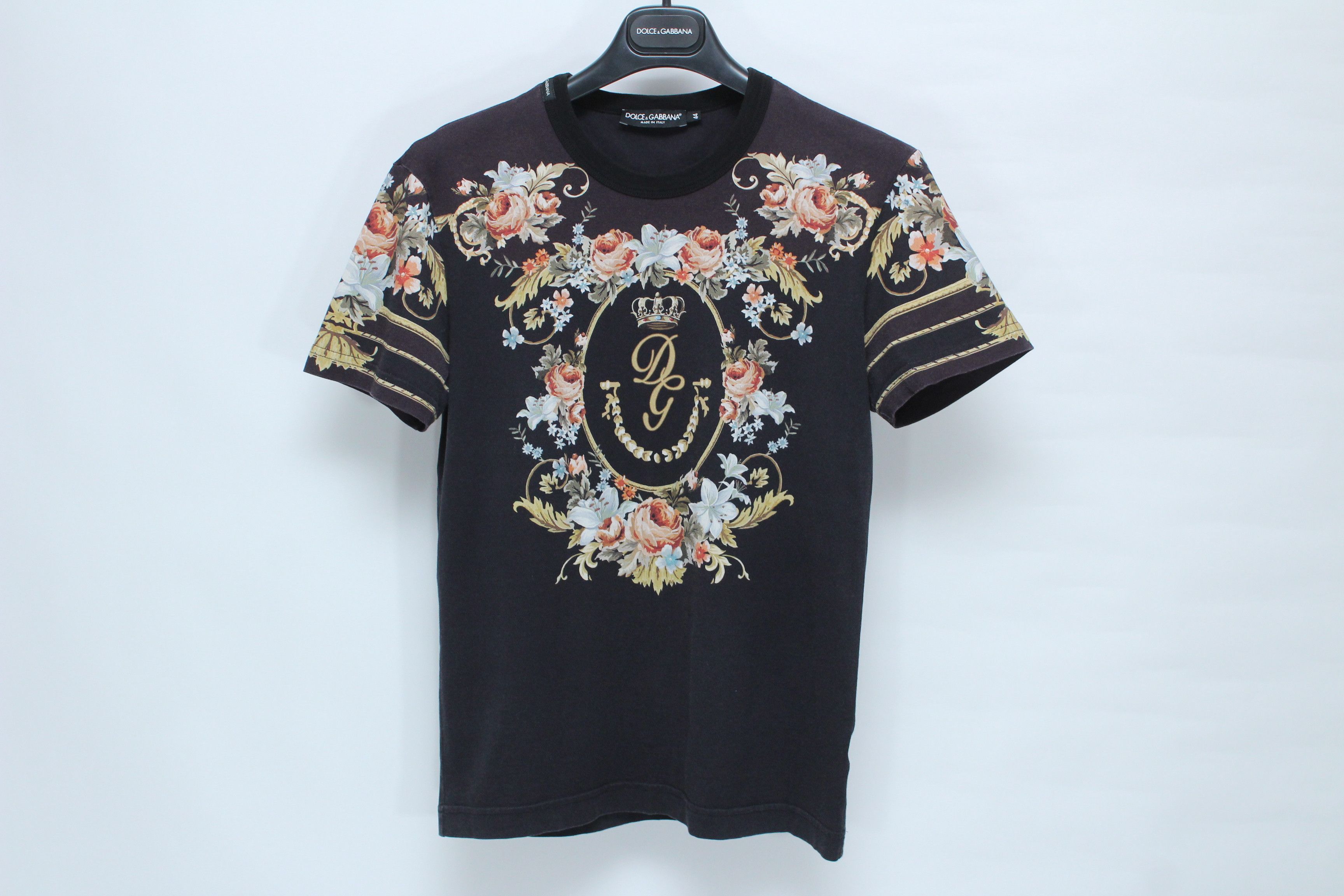 Dolce & Gabbana Dolce & Gabbana Baroque Floral Crown Logo Tee Black Size 44 Size US S / EU 44-46 / 1 - 2 Thumbnail