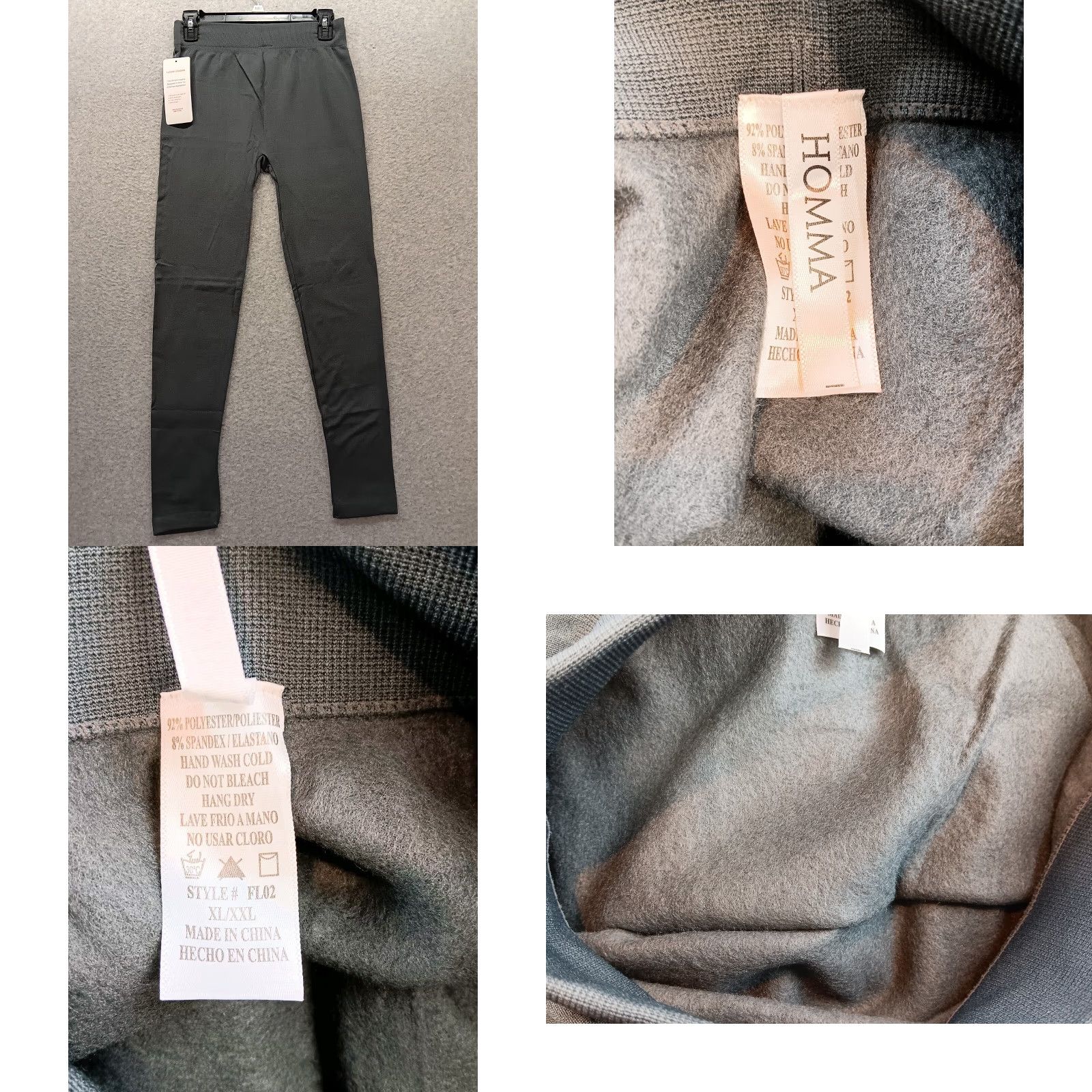 Vintage Homma Leggings Womens XL/XXL Gray High Rise Wide Waist Tummy Compression 4-Way Stretch NWT Athletic Athleisure Sport Size 40" / US 18 - 8 Thumbnail