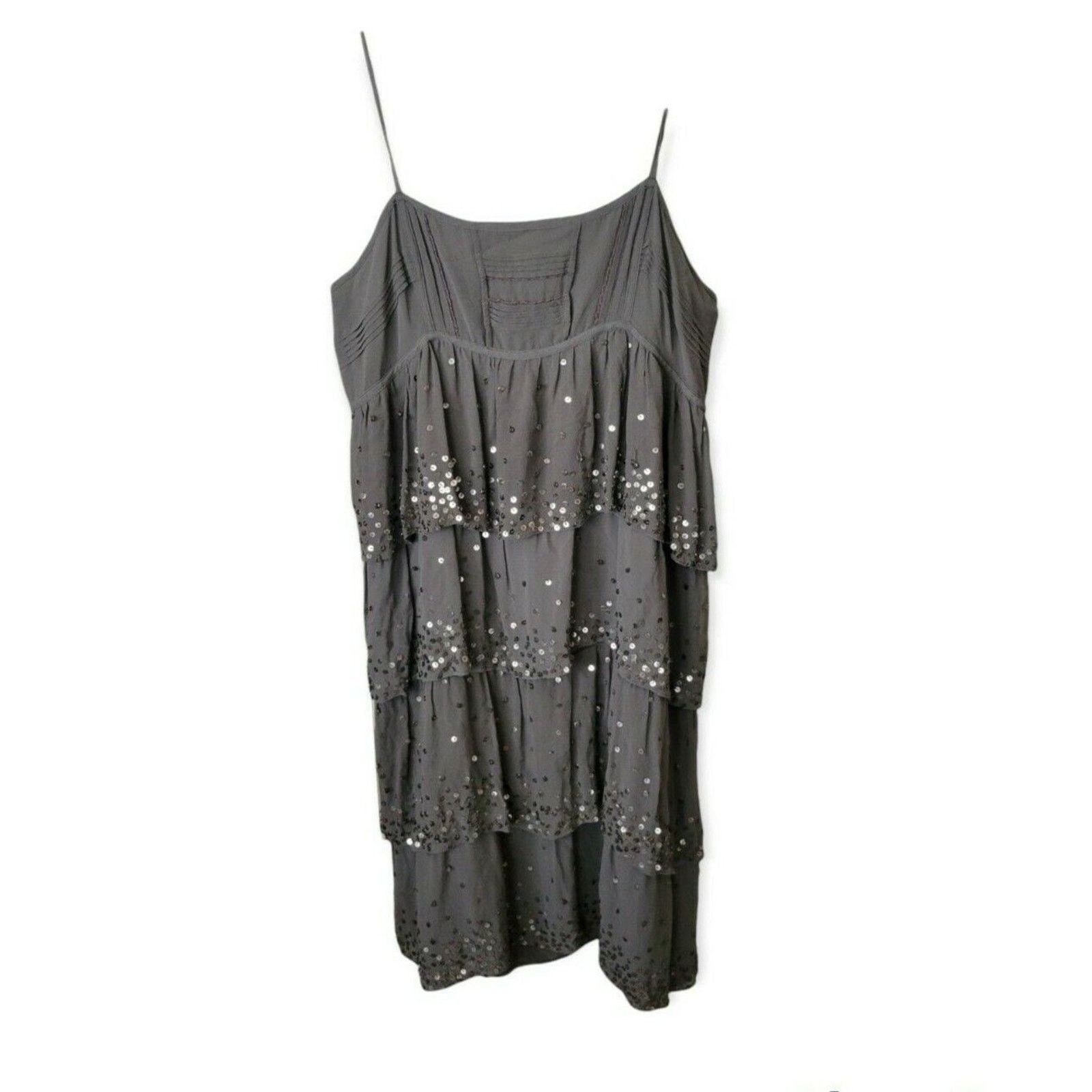 Massimo Dutti Massimo Dutti GREY SEQUIN PARTY DRESS 100% Silk Size 10 Size L / US 10 / IT 46 - 1 Thumbnail