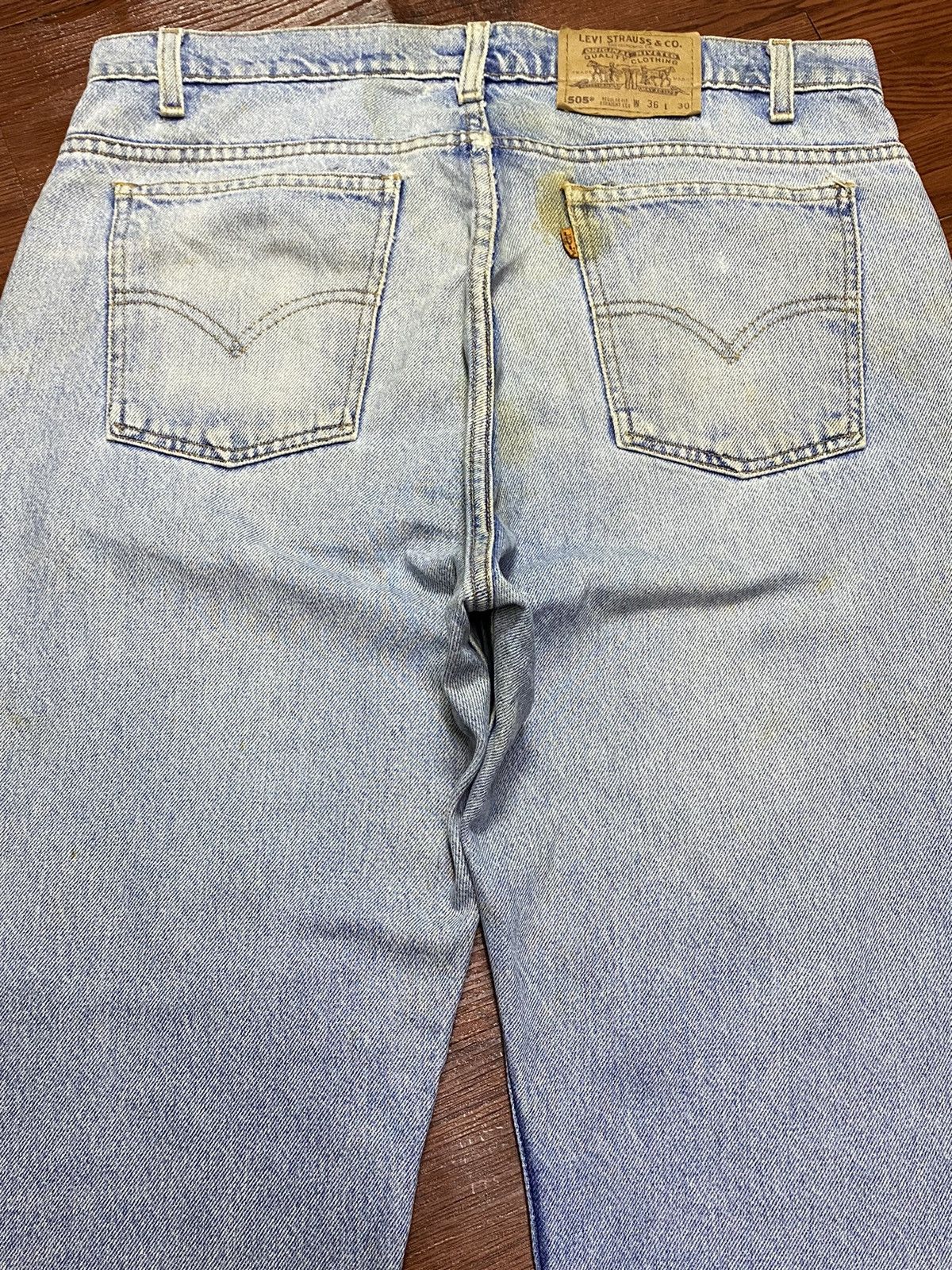 Levi's Vintage Levis505 80’s Orange Tab Grunge Distressed Jeans Size US 35 - 4 Thumbnail