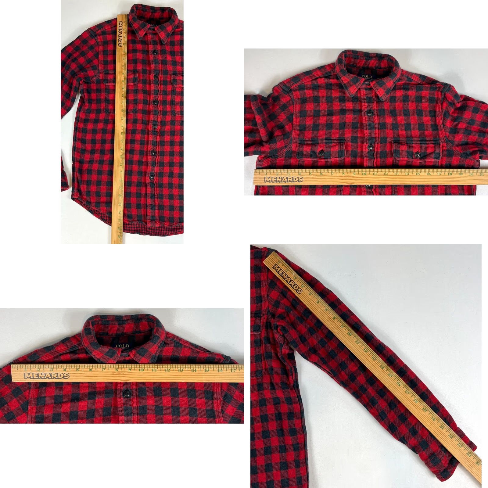 Polo Ralph Lauren VINTAGE Polo Ralph Lauren Buffalo Plaid Two-Ply Flannel Shirt M Red Cotton Button-Up Long Sleeve Men's Size M Size US M / EU 48-50 / 2 - 8 Thumbnail
