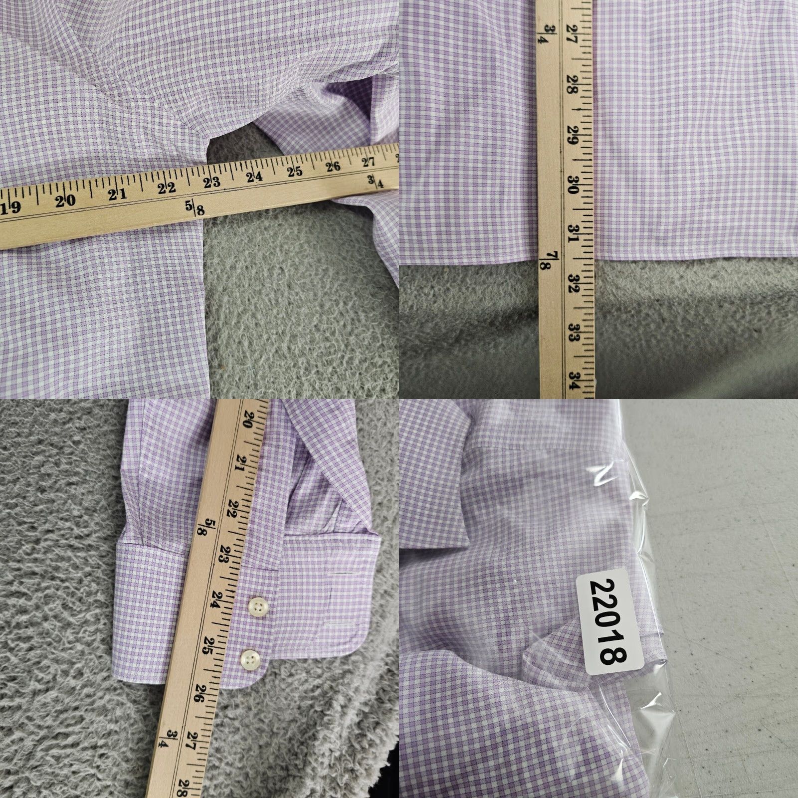 Charles Tyrwhitt Charles Tyrwhitt Dress Shirt Mens Size 16 Slim Purple White Gingham Cotton Size 42R - 8 Thumbnail
