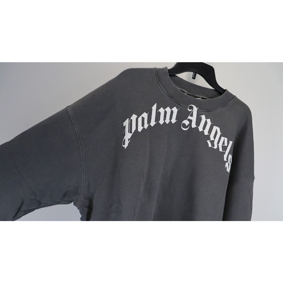 Palm Angels o1rshd1 Q:2 / GD Curved Logo Crew Crewneck in Black/White Size US L / EU 52-54 / 3 - 5 Thumbnail