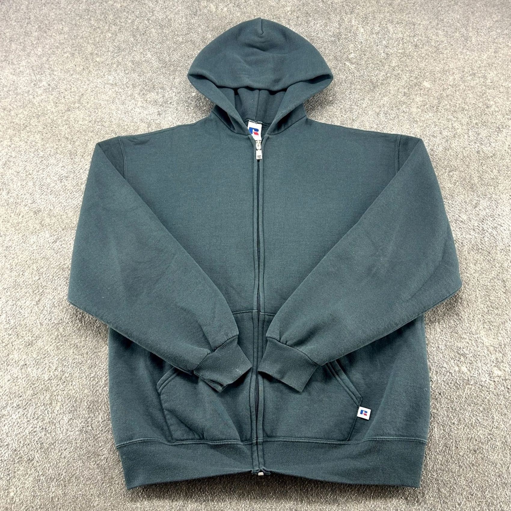 Russell Athletic VINTAGE Russell Athletic Hoodie Mens L Green Full Zip Hooded Cotton Blend Fleece Logo Zipper 90s Size US L / EU 52-54 / 3 - 2 Thumbnail