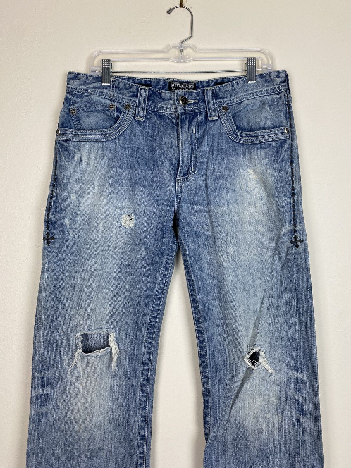 Affliction × Vintage Y2K Crazy Affliction Denim Jeans Grail Size US 33 - 3 Thumbnail