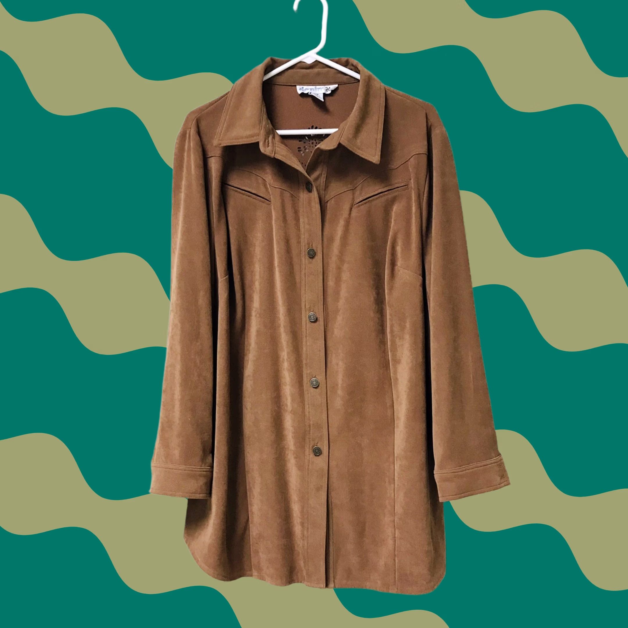 Denime Denim 24/7 Jacket Women Brown Western Bohemian Floral Cutout Fringe Button 20W Casual Chic Size 3XL / US 20-22 - 1 Thumbnail