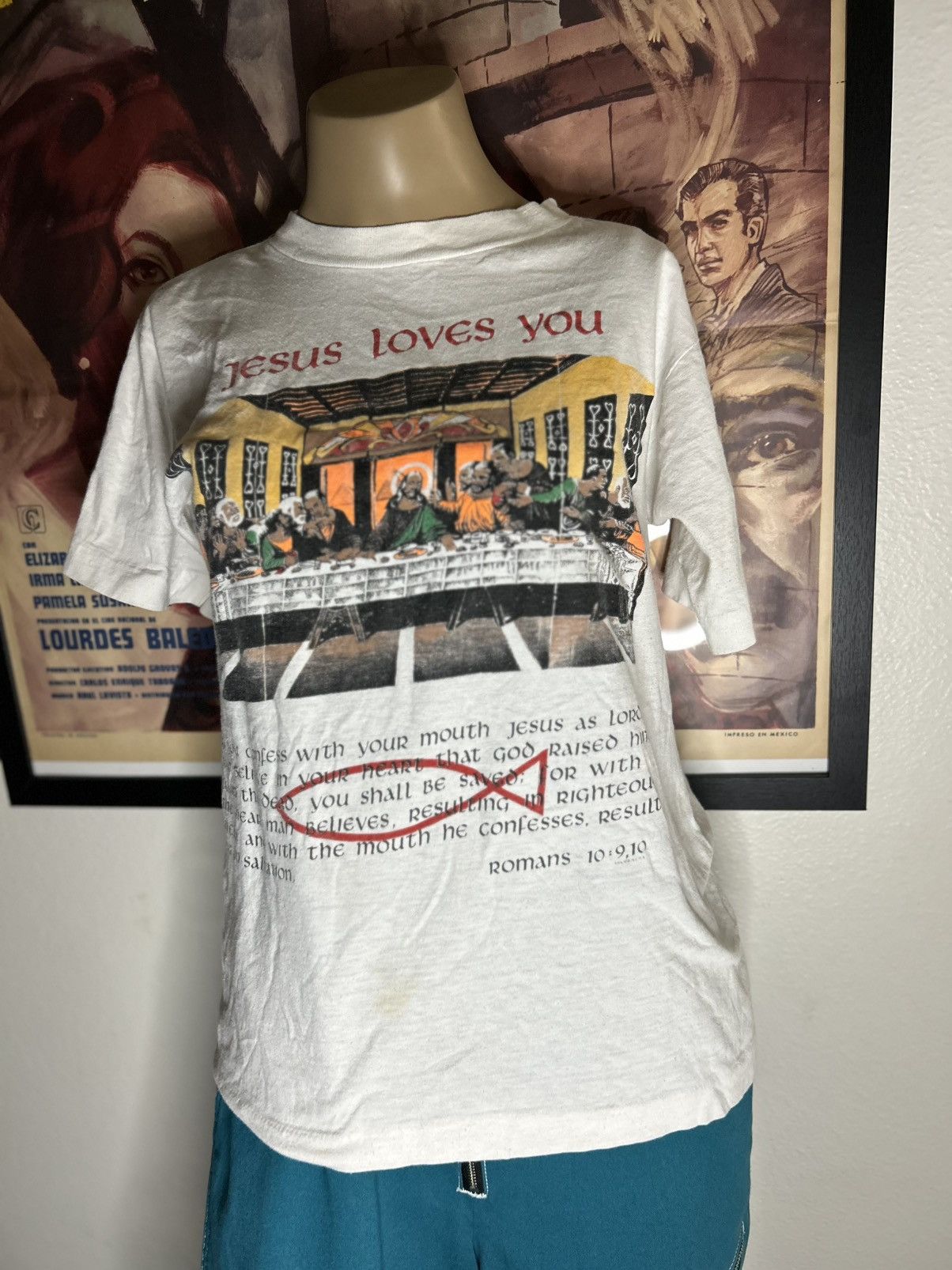 Vintage Vintage Jesus Loves You Last Supper Single Stitch Shirt Sz M Size US M / EU 48-50 / 2 - 1 Thumbnail