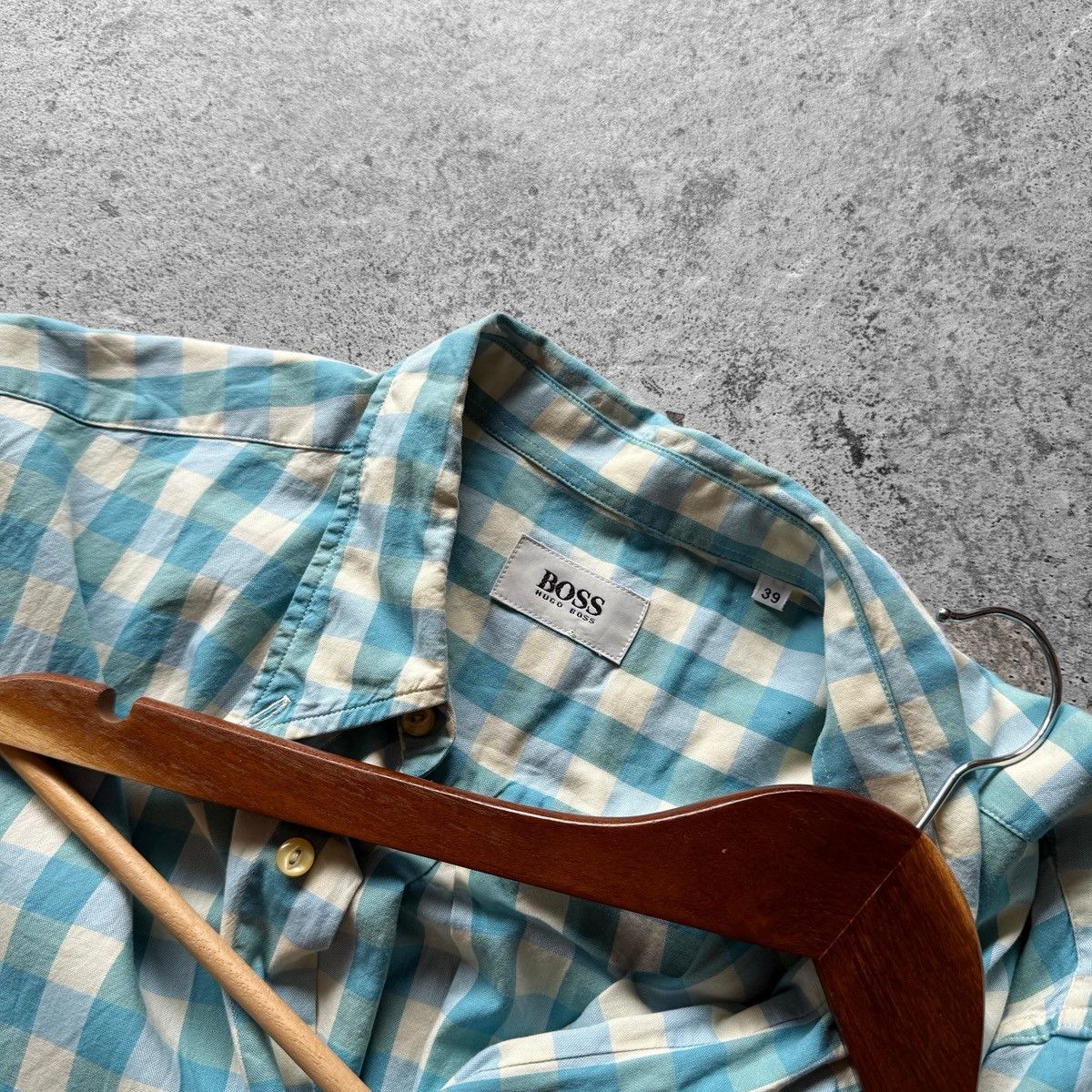 Hugo Boss Hugo Boss Blue Beige Check Short Sleeve Button Down Shirt Size US XL / EU 56 / 4 - 3 Thumbnail